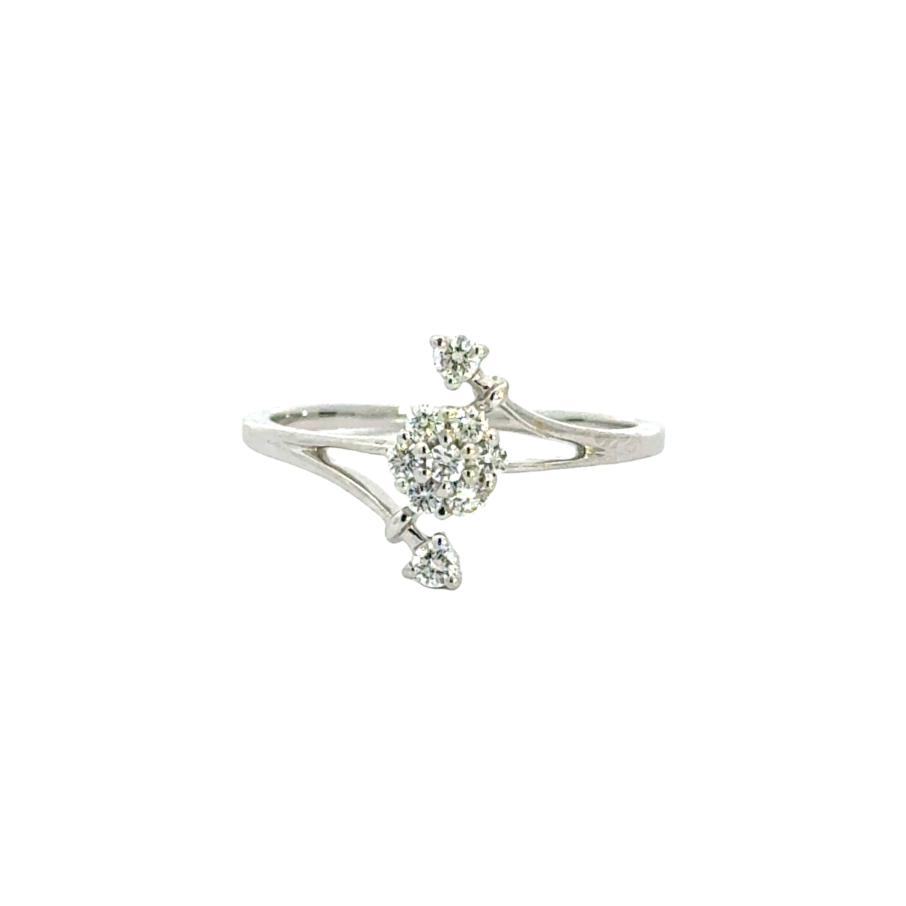 18k White Gold and Diamond Fancy Ring in size 5.5 and total gold weight of 1.73g