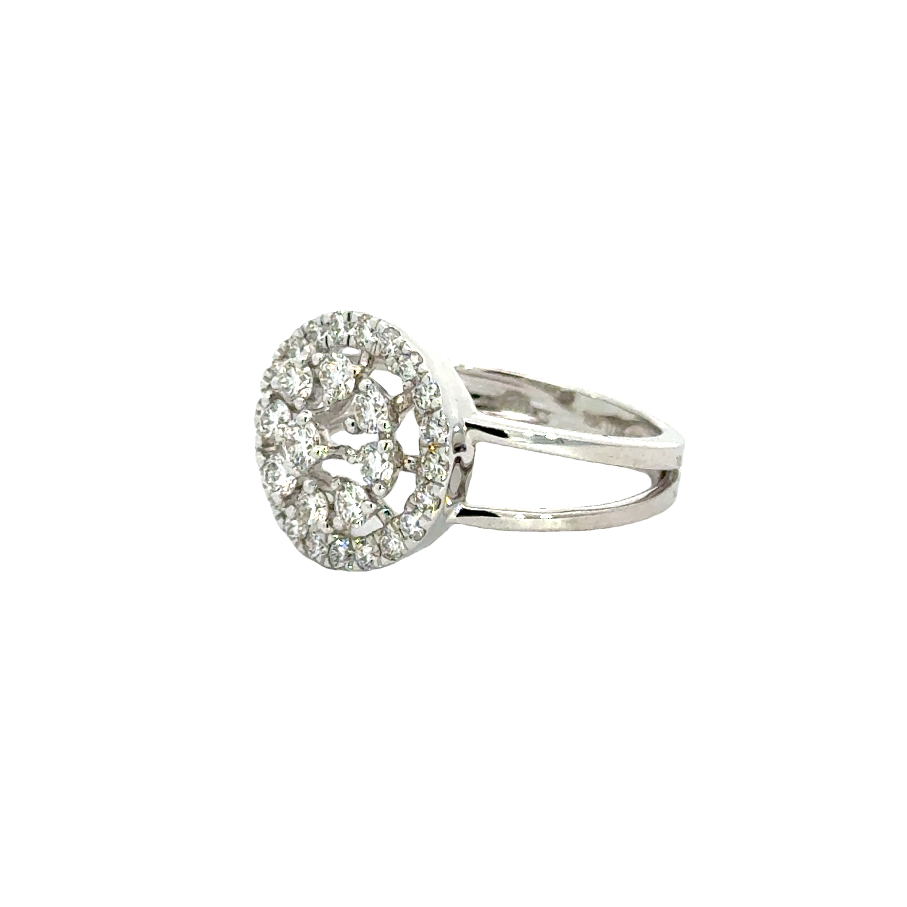 18k White Gold and Diamond Fancy Ring in size 5.5 and total gold weight of 3.69g