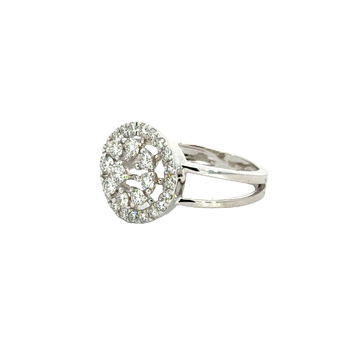 18k White Gold and Diamond Fancy Ring in size 5.5 and total gold weight of 3.69g