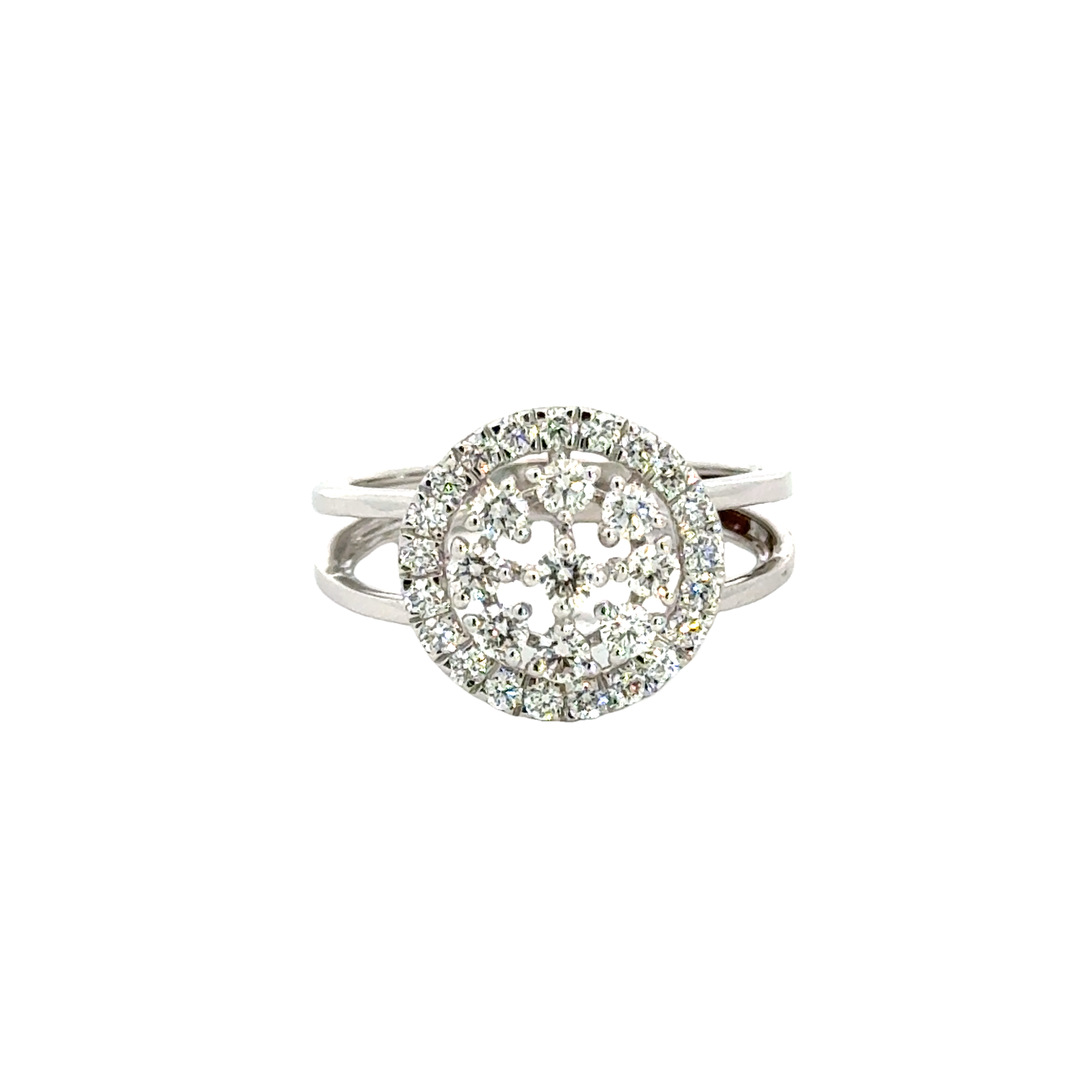 18k White Gold and Diamond Fancy Ring in size 5.5 and total gold weight of 3.69g