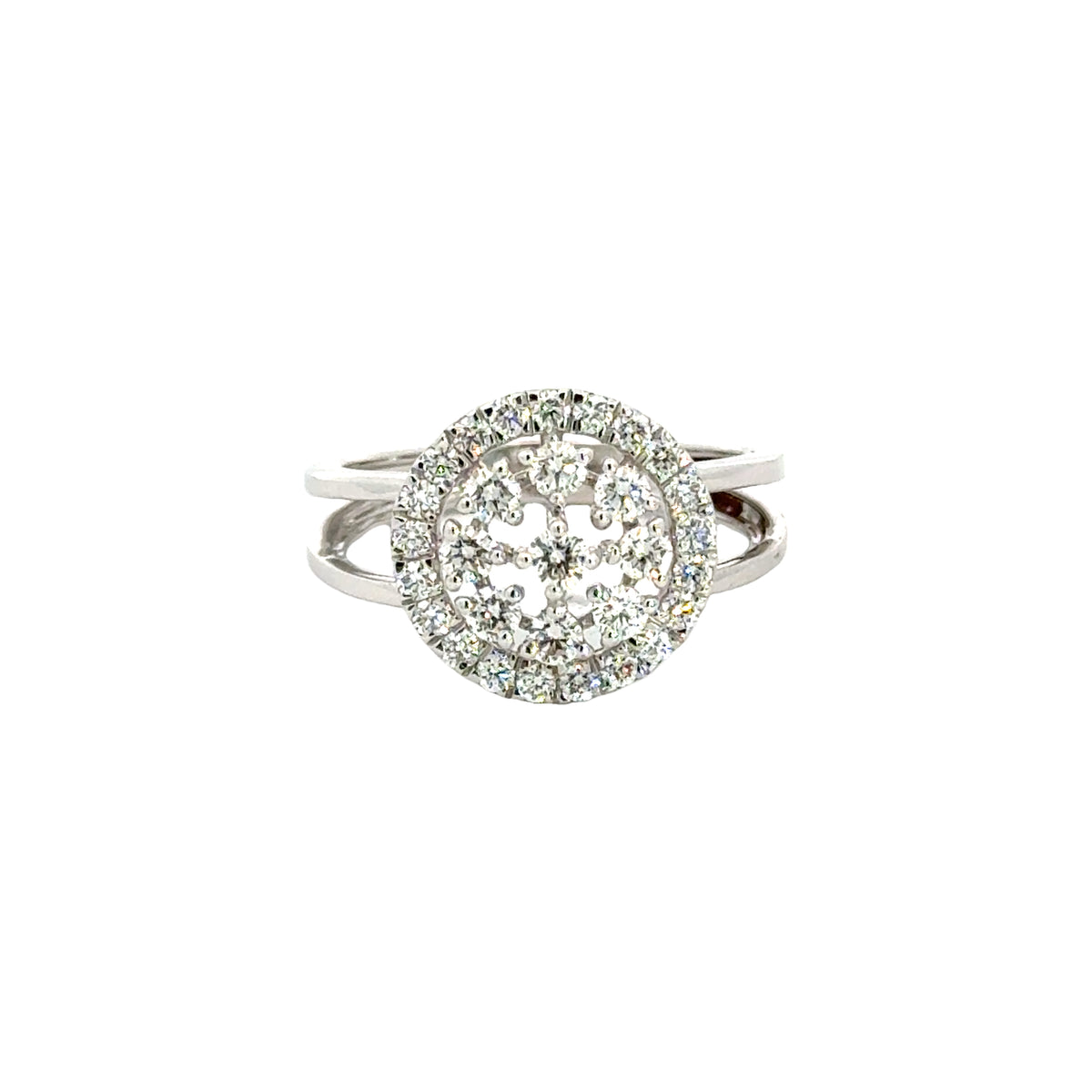 18k White Gold and Diamond Fancy Ring in size 5.5 and total gold weight of 3.69g