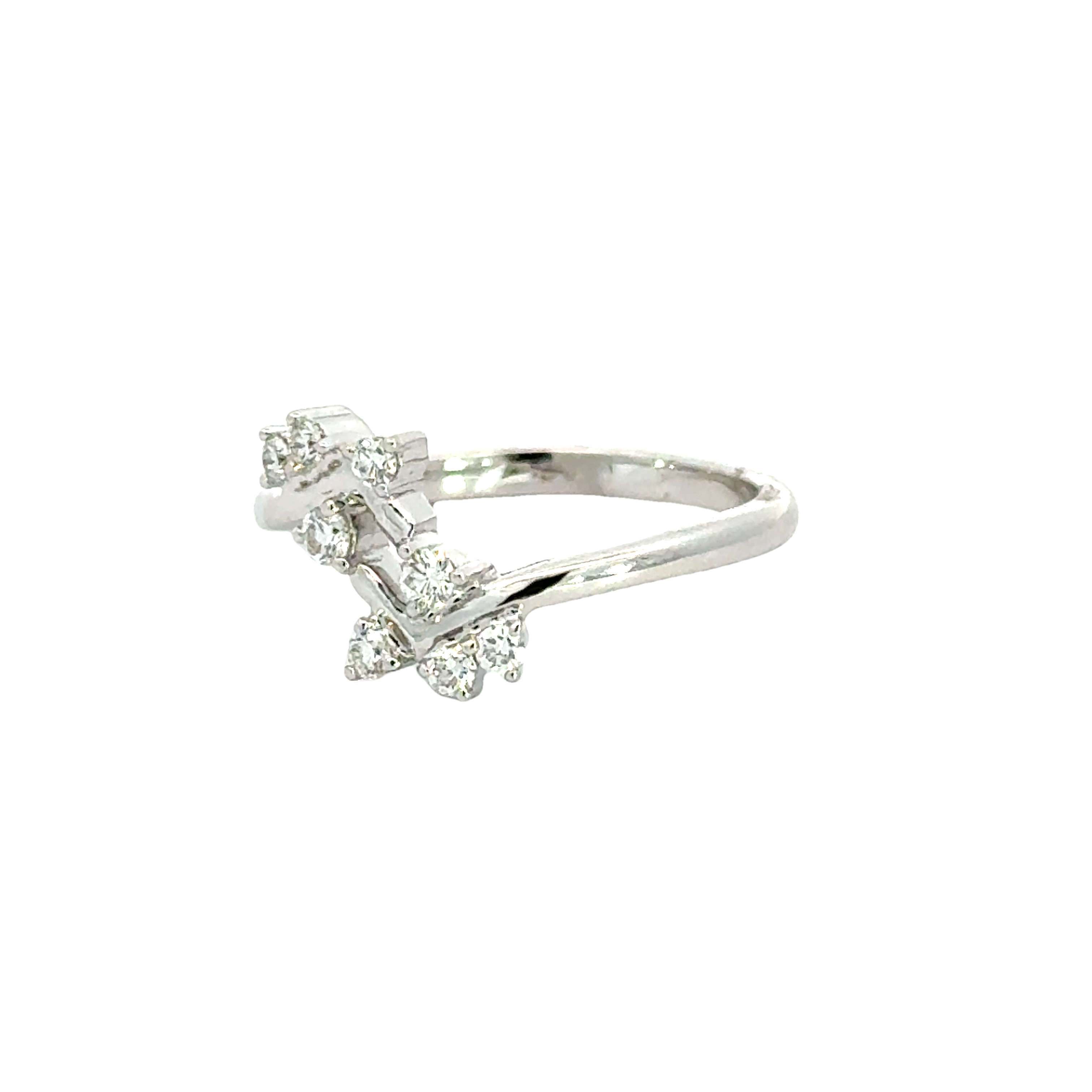 18k White Gold and Diamond Fancy Ring in size 5.5 and total gold weight of 2.96g