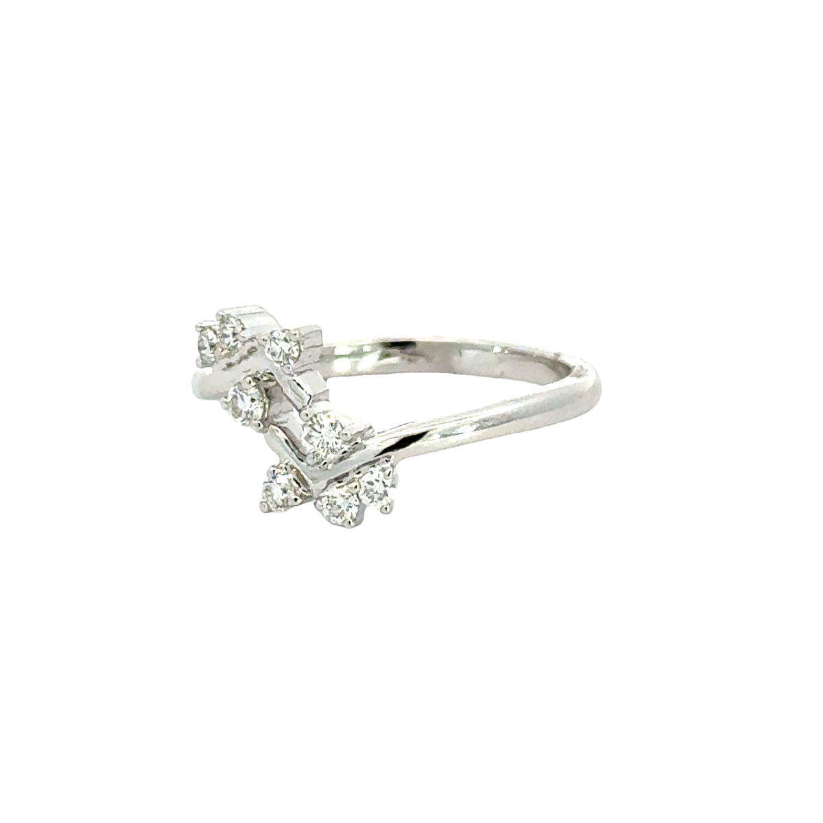 18k White Gold and Diamond Fancy Ring in size 5.5 and total gold weight of 2.96g