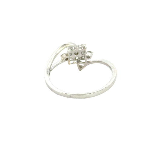 18k White Gold and Diamond Fancy Ring in size 6.5 and total gold weight of 1.78g