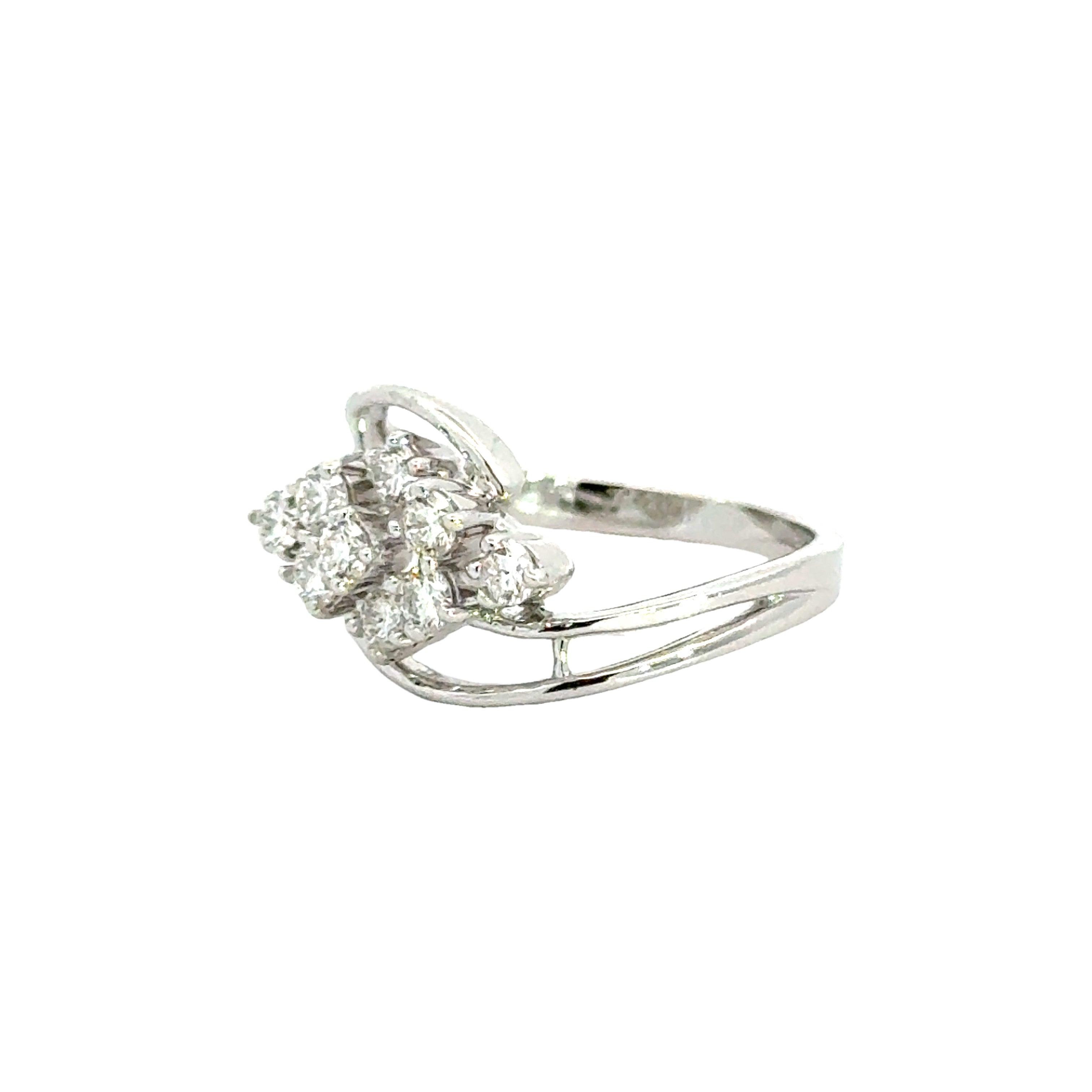 18k White Gold and Diamond Fancy Ring in size 5.5 and total gold weight of 3.76g