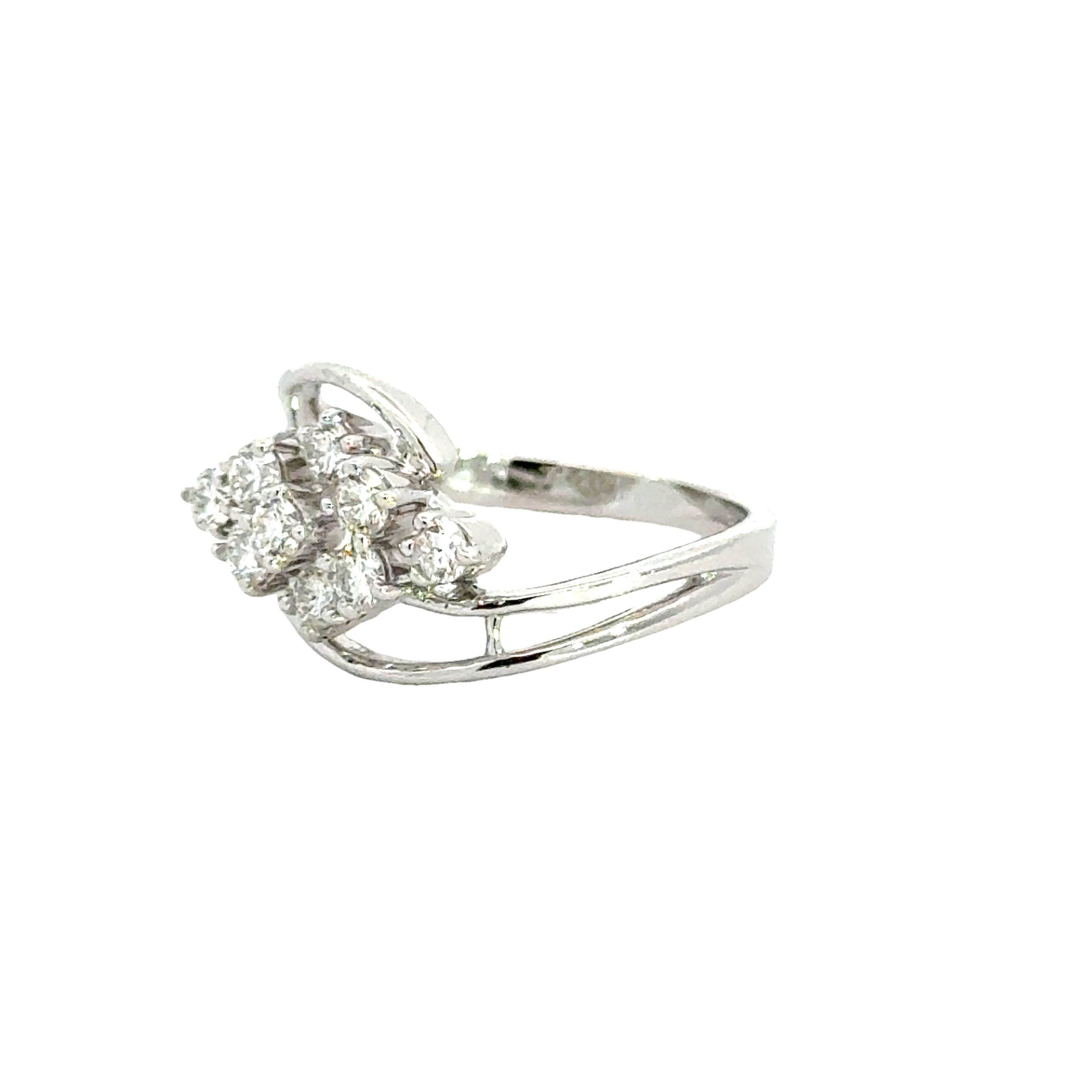 18k White Gold and Diamond Fancy Ring in size 5.5 and total gold weight of 3.76g