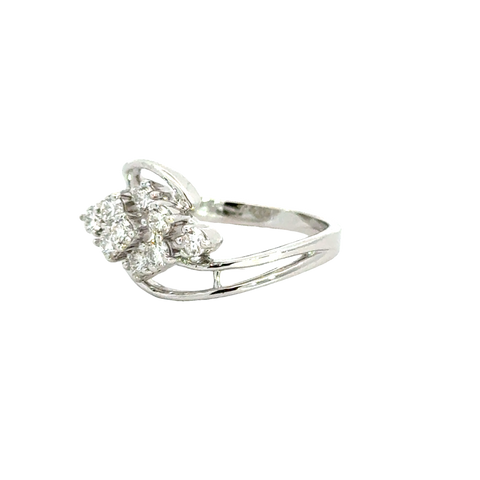 18k White Gold and Diamond Fancy Ring in size 5.5 and total gold weight of 3.76g