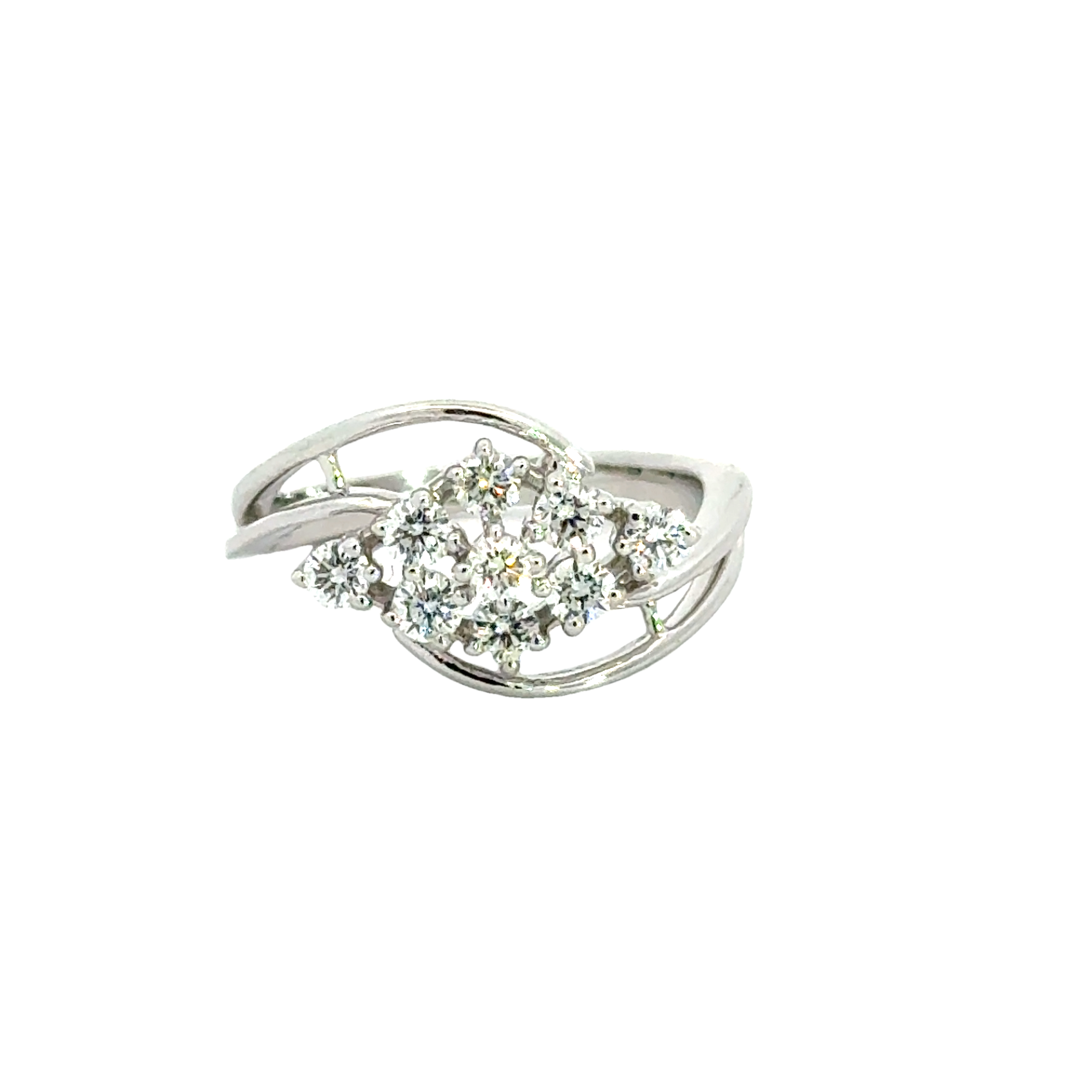 18k White Gold and Diamond Fancy Ring in size 5.5 and total gold weight of 3.76g