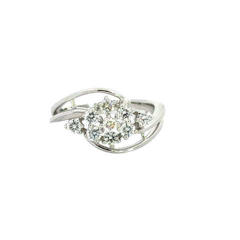 18k White Gold and Diamond Fancy Ring in size 5.5 and total gold weight of 3.76g