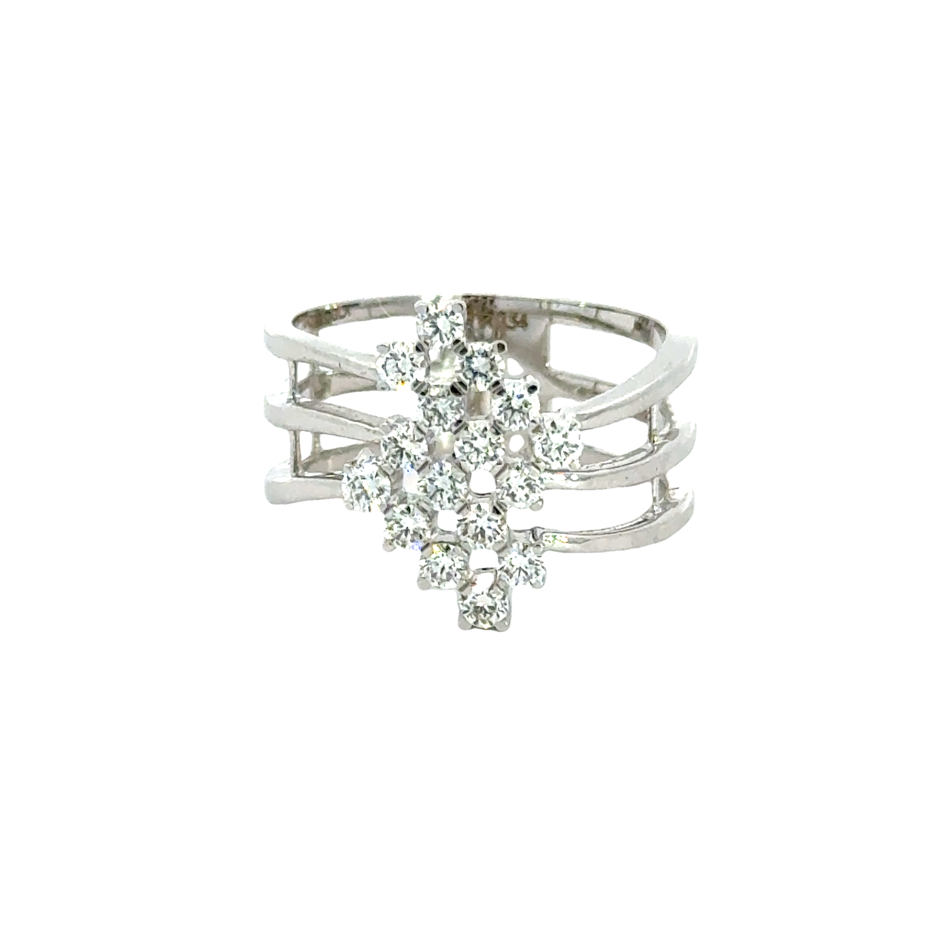 18k White Gold and Diamond Fancy Ring in size 5 and total gold weight of 4.75g