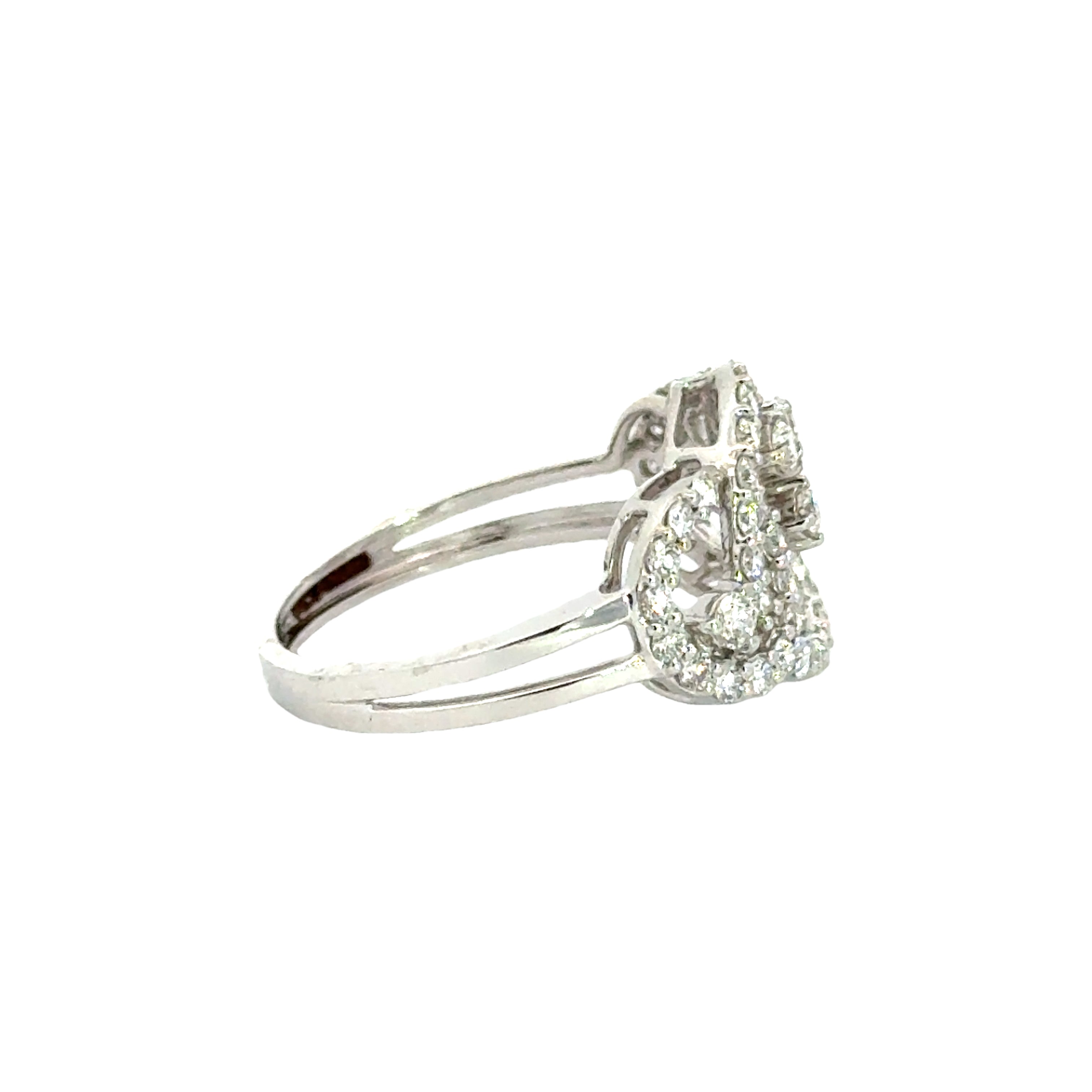 18k White Gold and Diamond Fancy Ring in size 5.5 and total gold weight of 2.95g