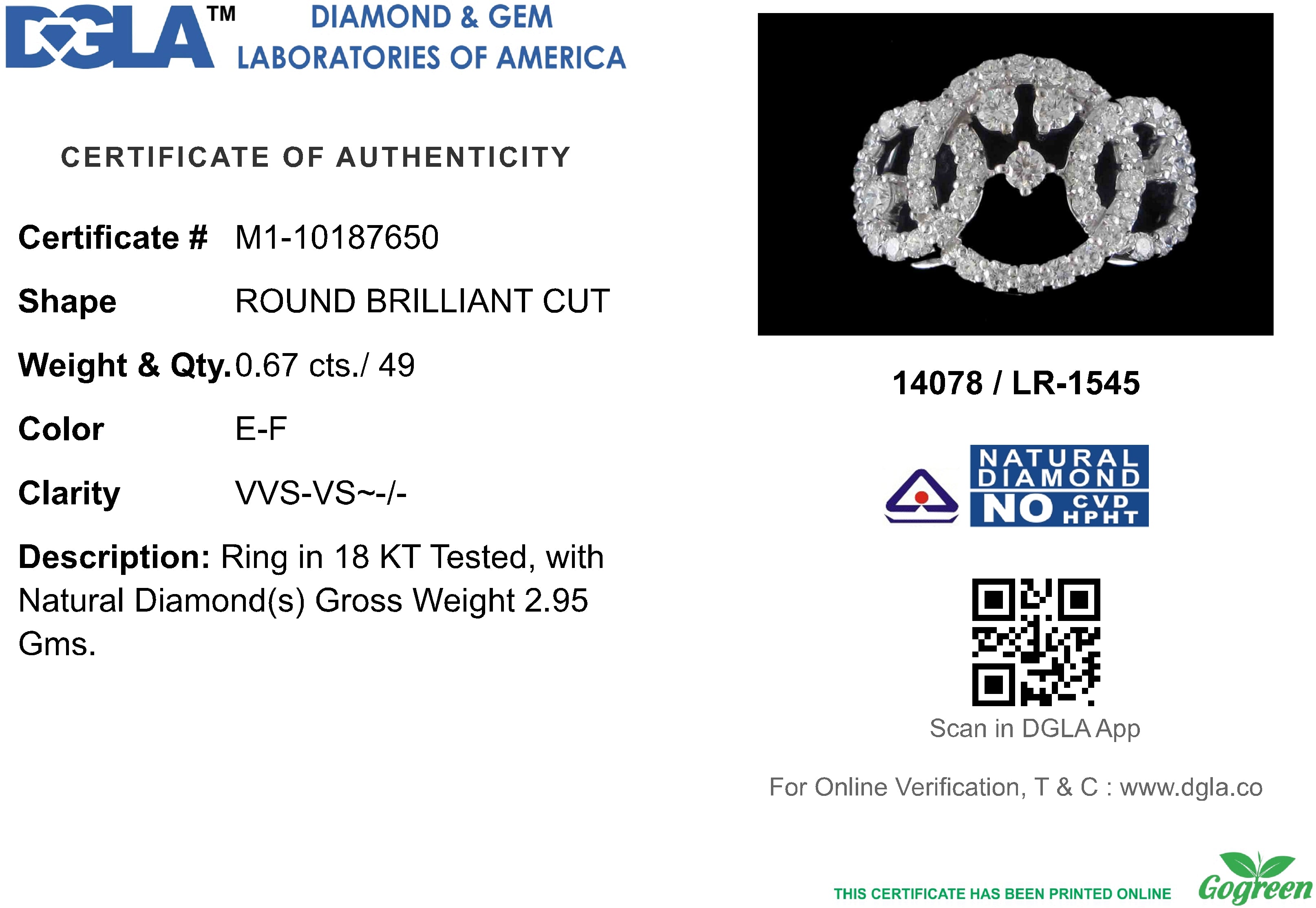 18k White Gold and Diamond Fancy Ring in size 5.5 and total gold weight of 2.95g
