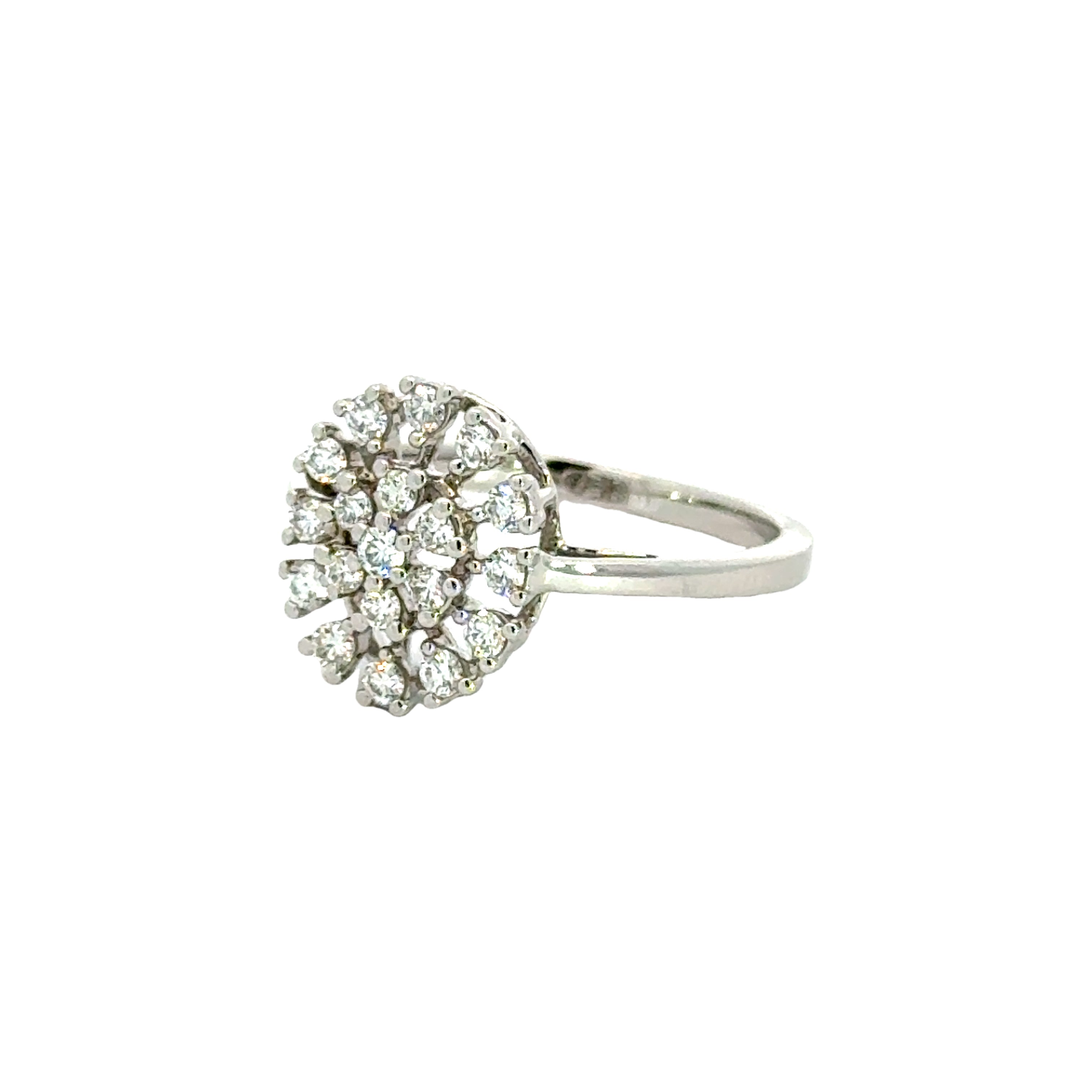 18k White Gold and Diamond Fancy Ring in size 5.5 and total gold weight of 2.81g