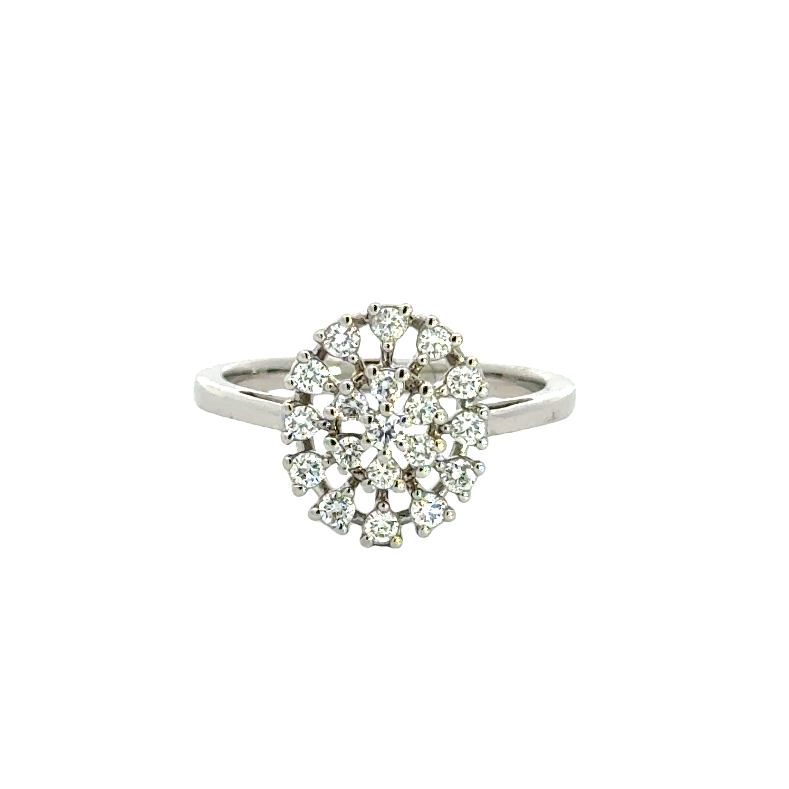 18k White Gold and Diamond Fancy Ring in size 5.5 and total gold weight of 2.81g