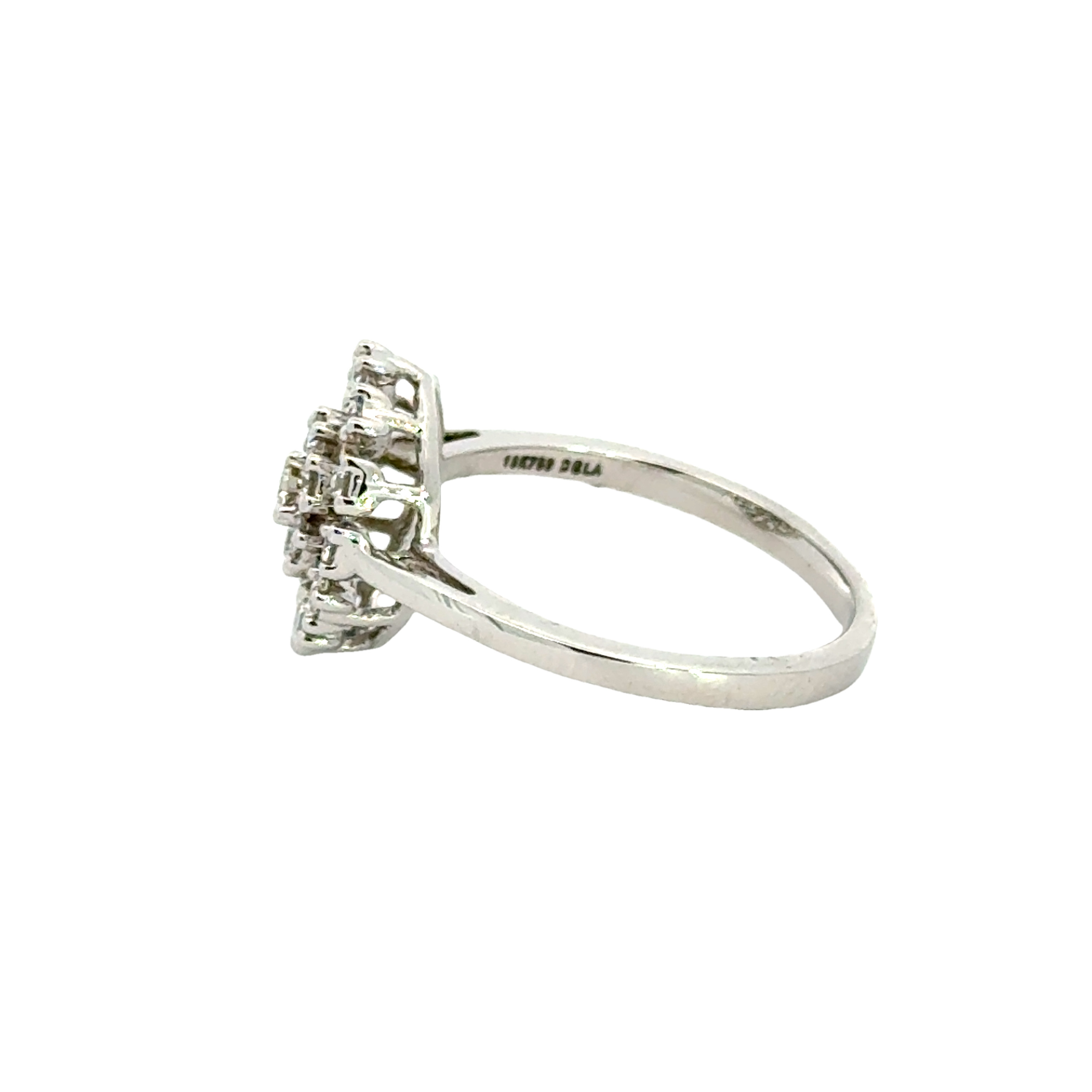 18k White Gold and Diamond Fancy Ring in size 5.5 and total gold weight of 2.81g