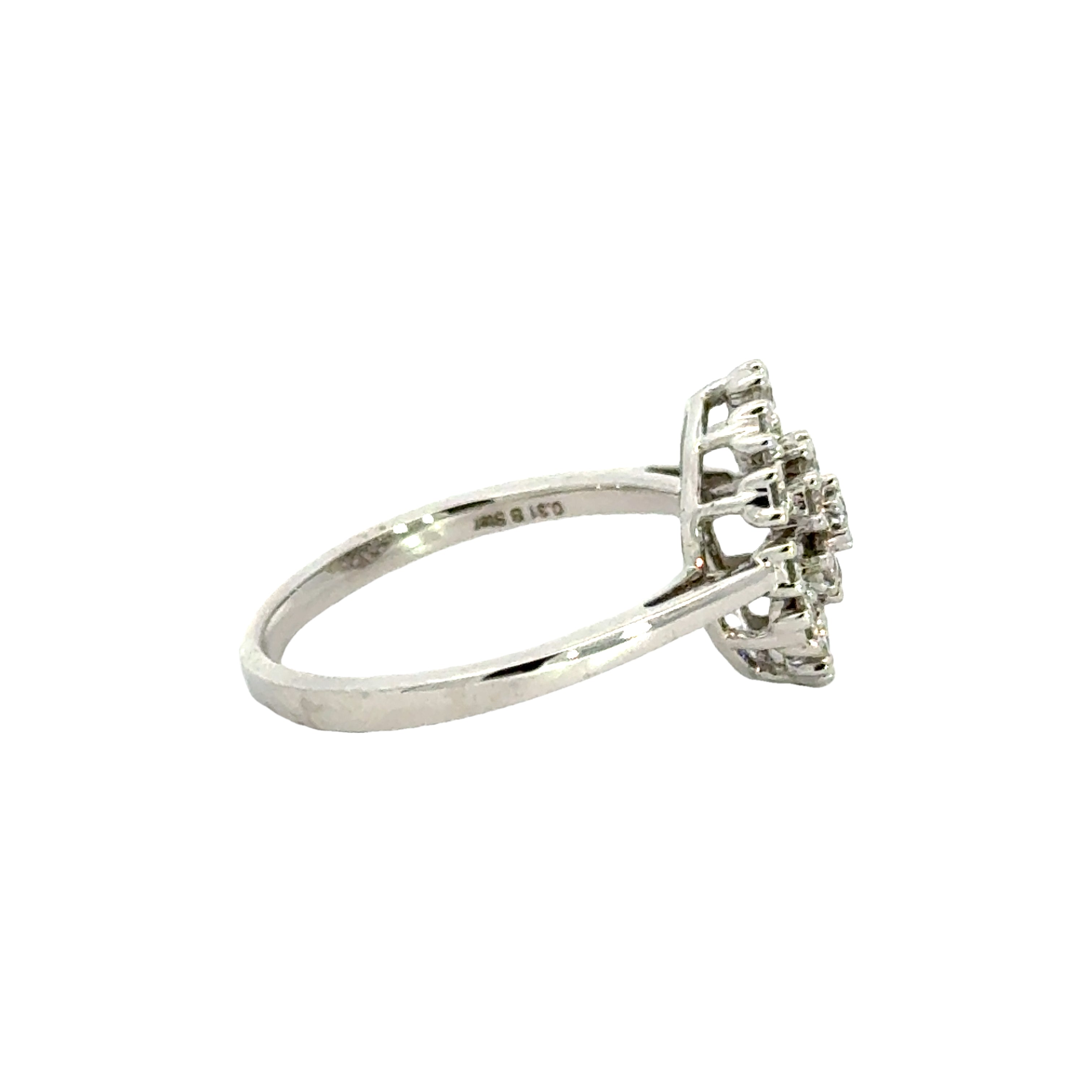18k White Gold and Diamond Fancy Ring in size 5.5 and total gold weight of 2.81g
