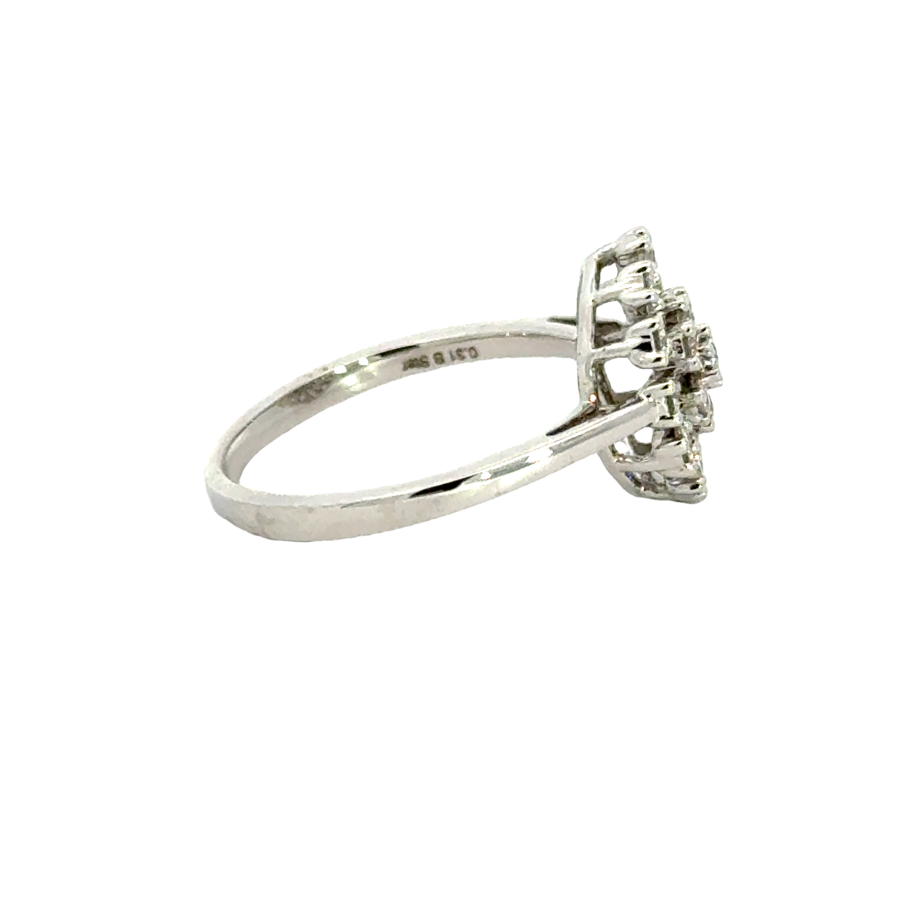 18k White Gold and Diamond Fancy Ring in size 5.5 and total gold weight of 2.81g