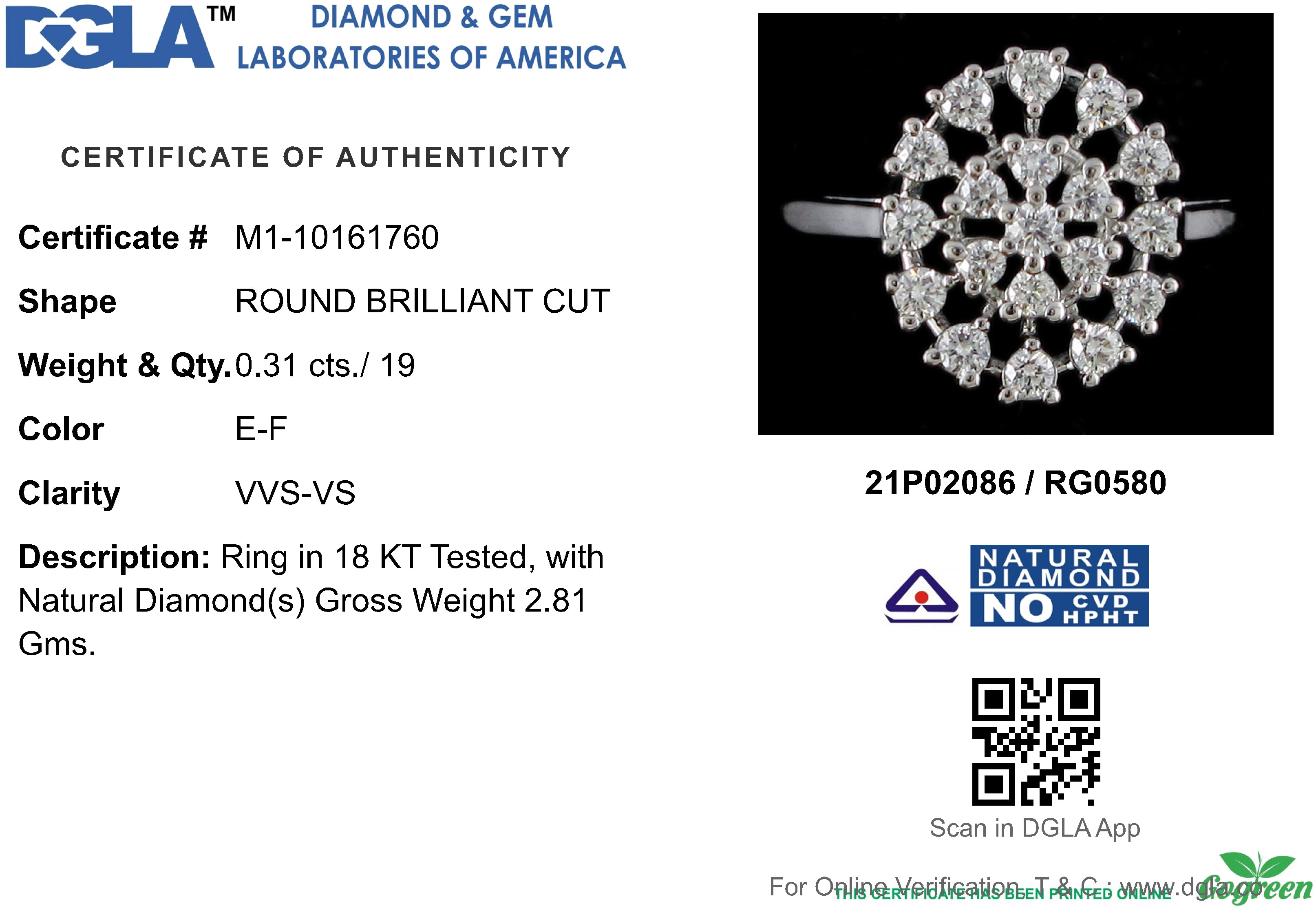 18k White Gold and Diamond Fancy Ring in size 5.5 and total gold weight of 2.81g