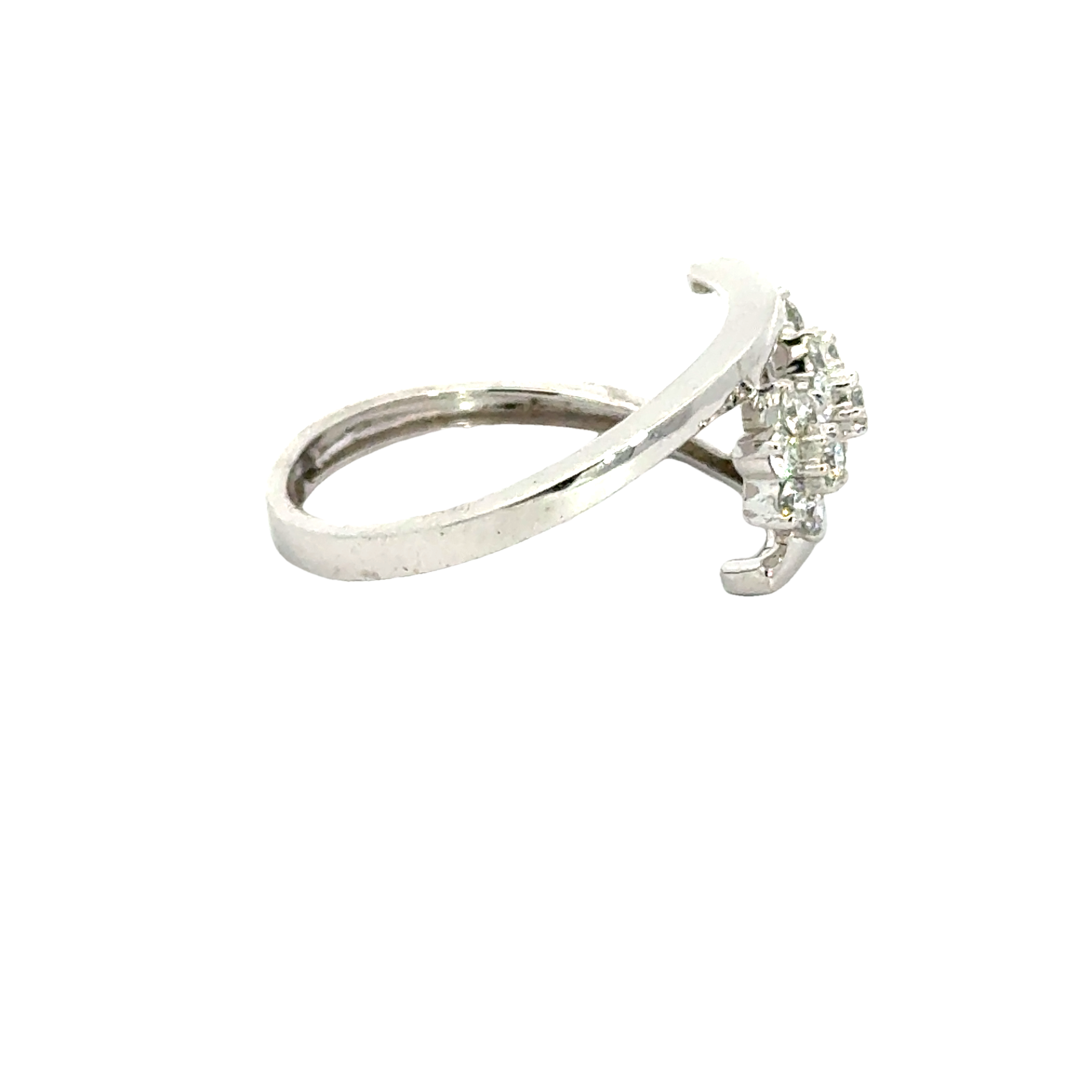 18k White Gold and Diamond Fancy Ring in size 5.5 and total gold weight of 2.52g