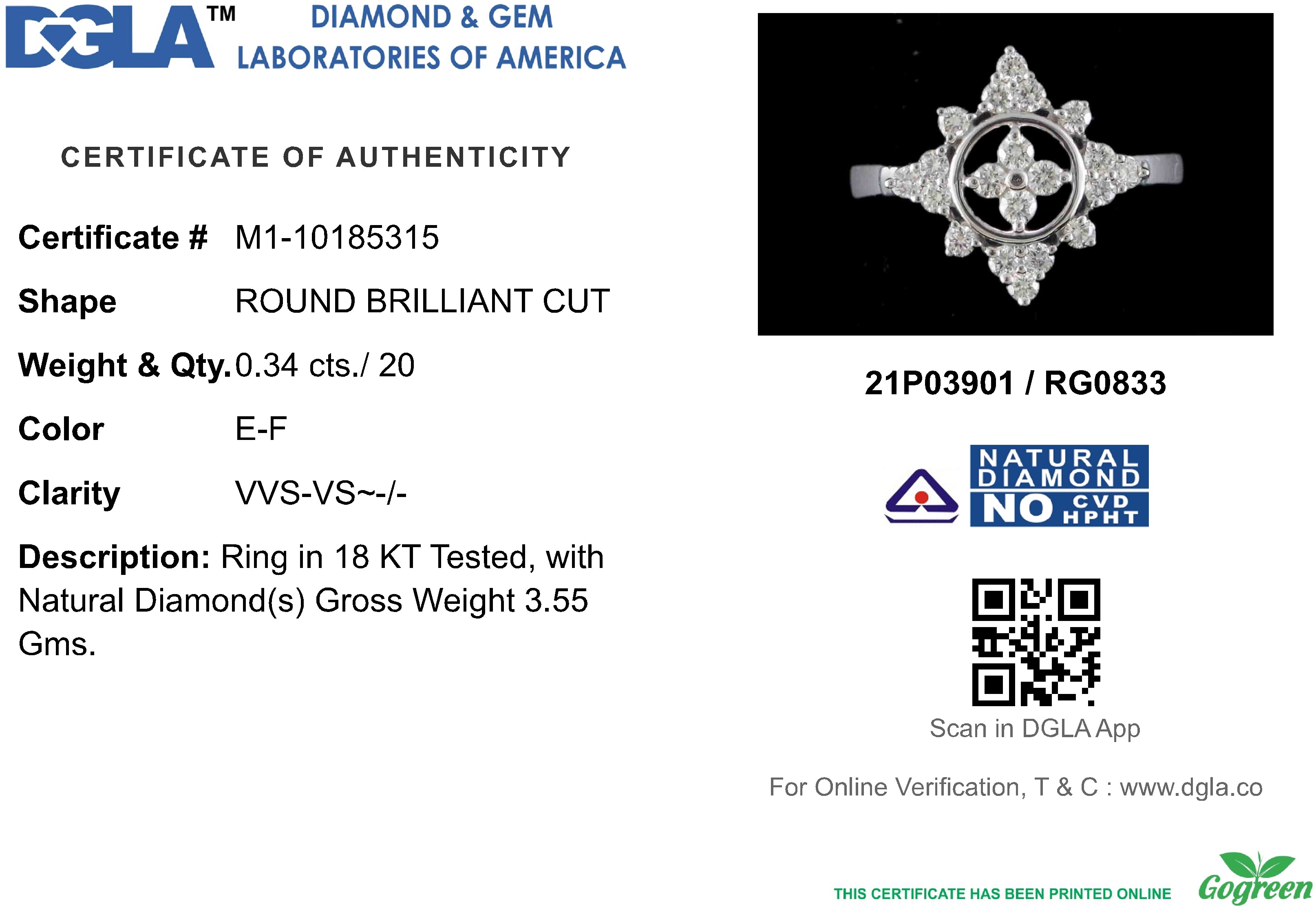 18k White Gold and Diamond Fancy Ring in size 6 and total gold weight of 3.55g