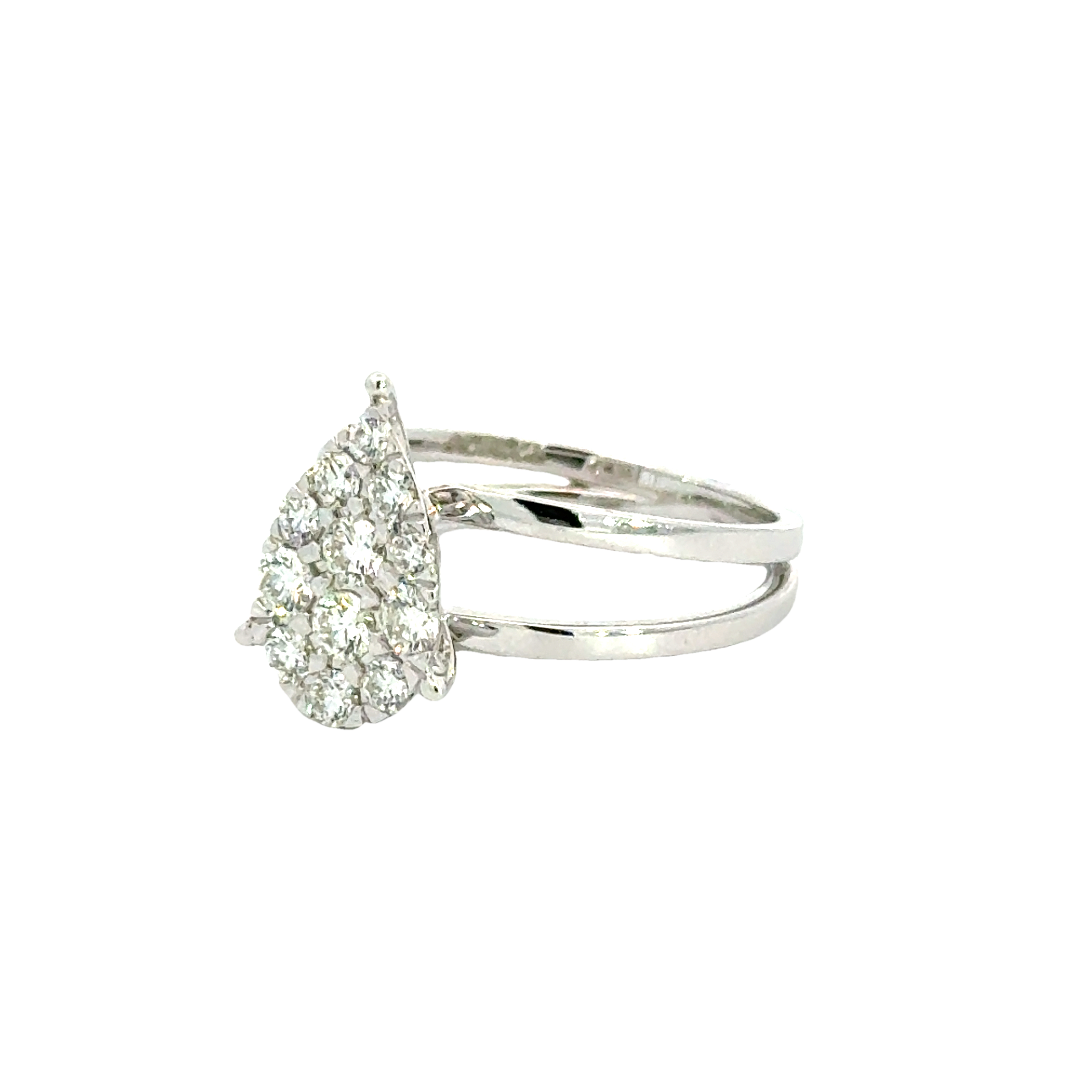 18k White Gold and Diamond Fancy Ring in size 5 and total gold weight of 3.26g