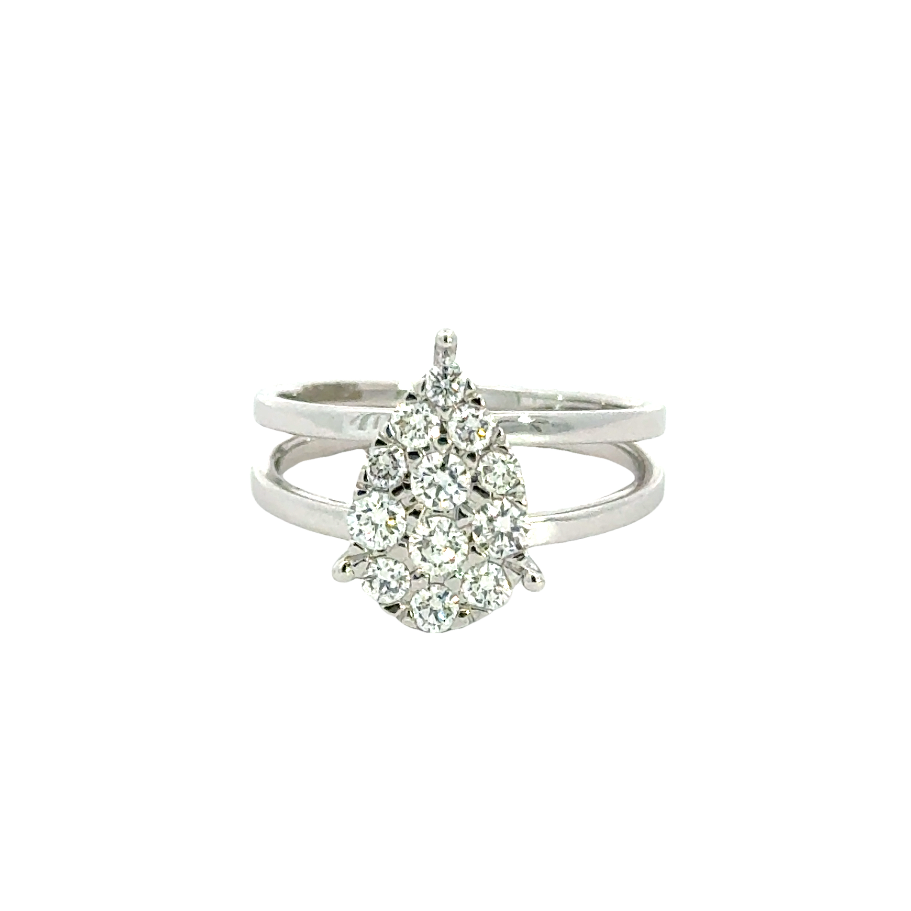 18k White Gold and Diamond Fancy Ring in size 5 and total gold weight of 3.26g