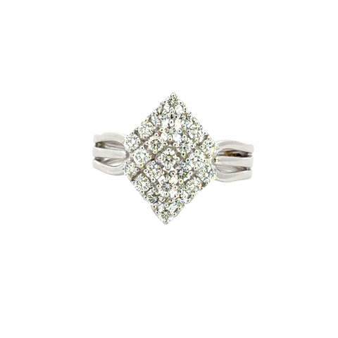 18k White Gold and Diamond Fancy Ring in size 5.5 and total gold weight of 3.57g