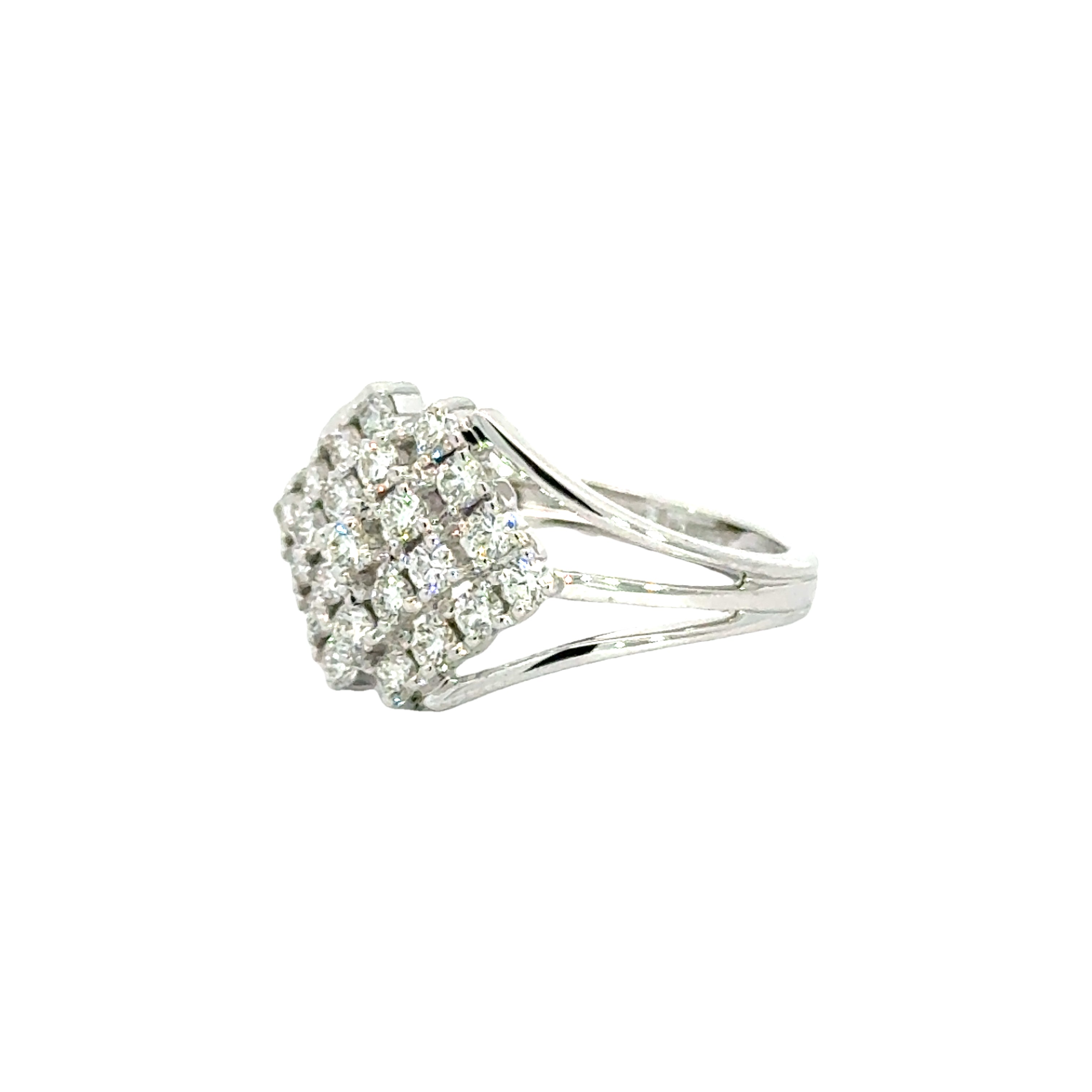 18k White Gold and Diamond Fancy Ring in size 5.5 and total gold weight of 3.46g