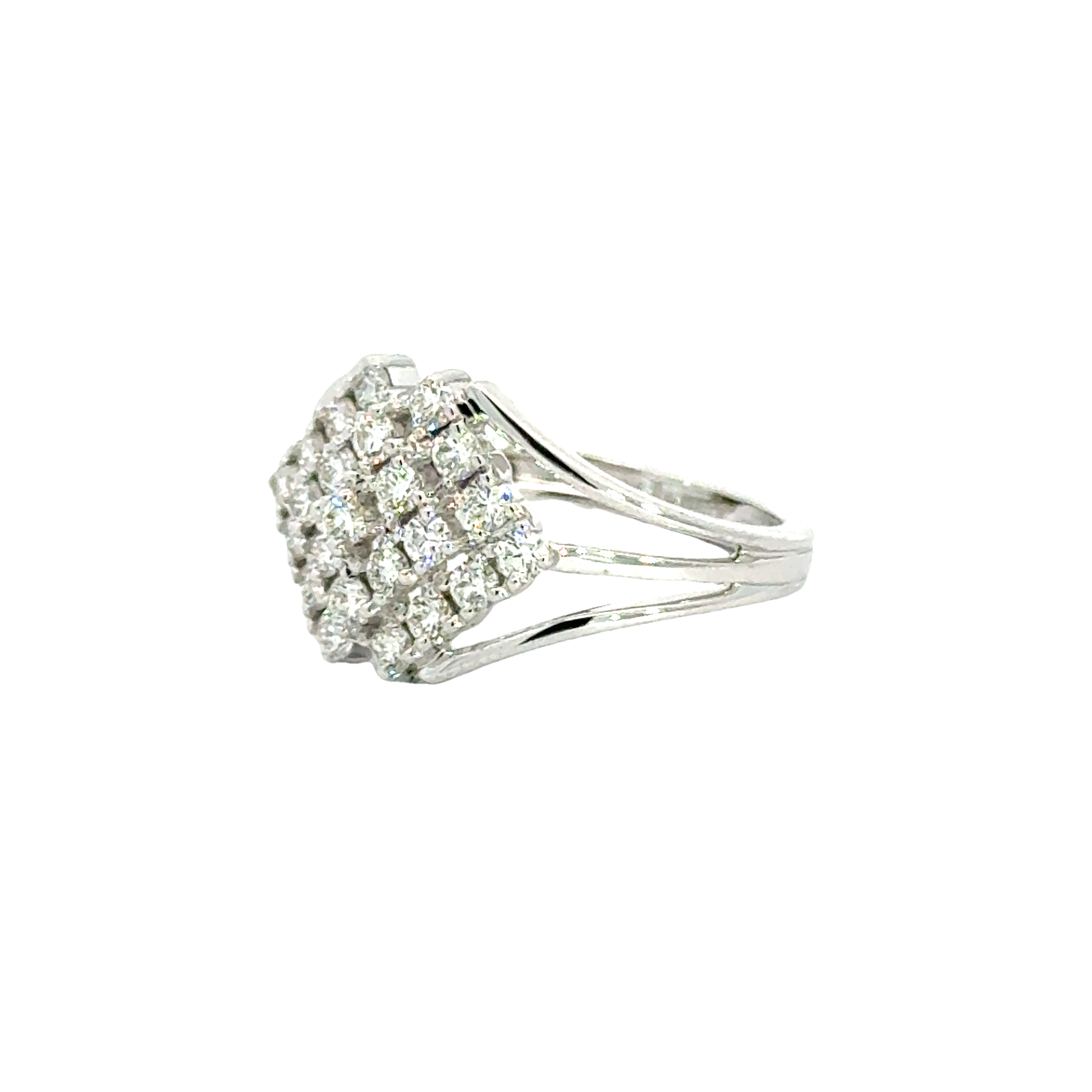 18k White Gold and Diamond Fancy Ring in size 5.5 and total gold weight of 3.46g