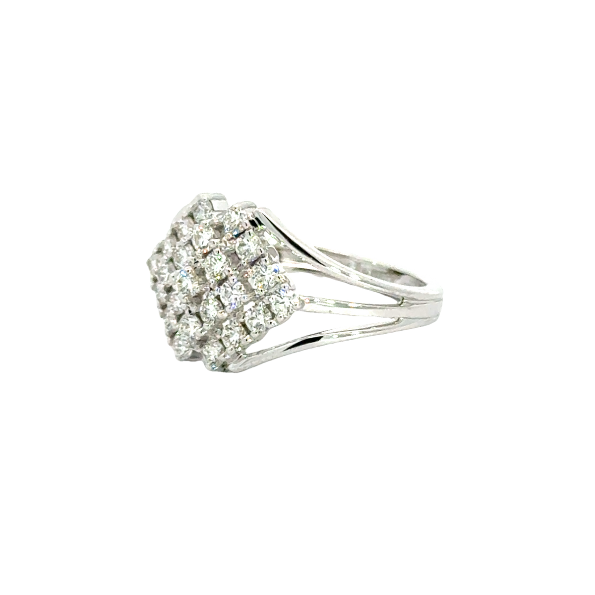 18k White Gold and Diamond Fancy Ring in size 5.5 and total gold weight of 3.46g