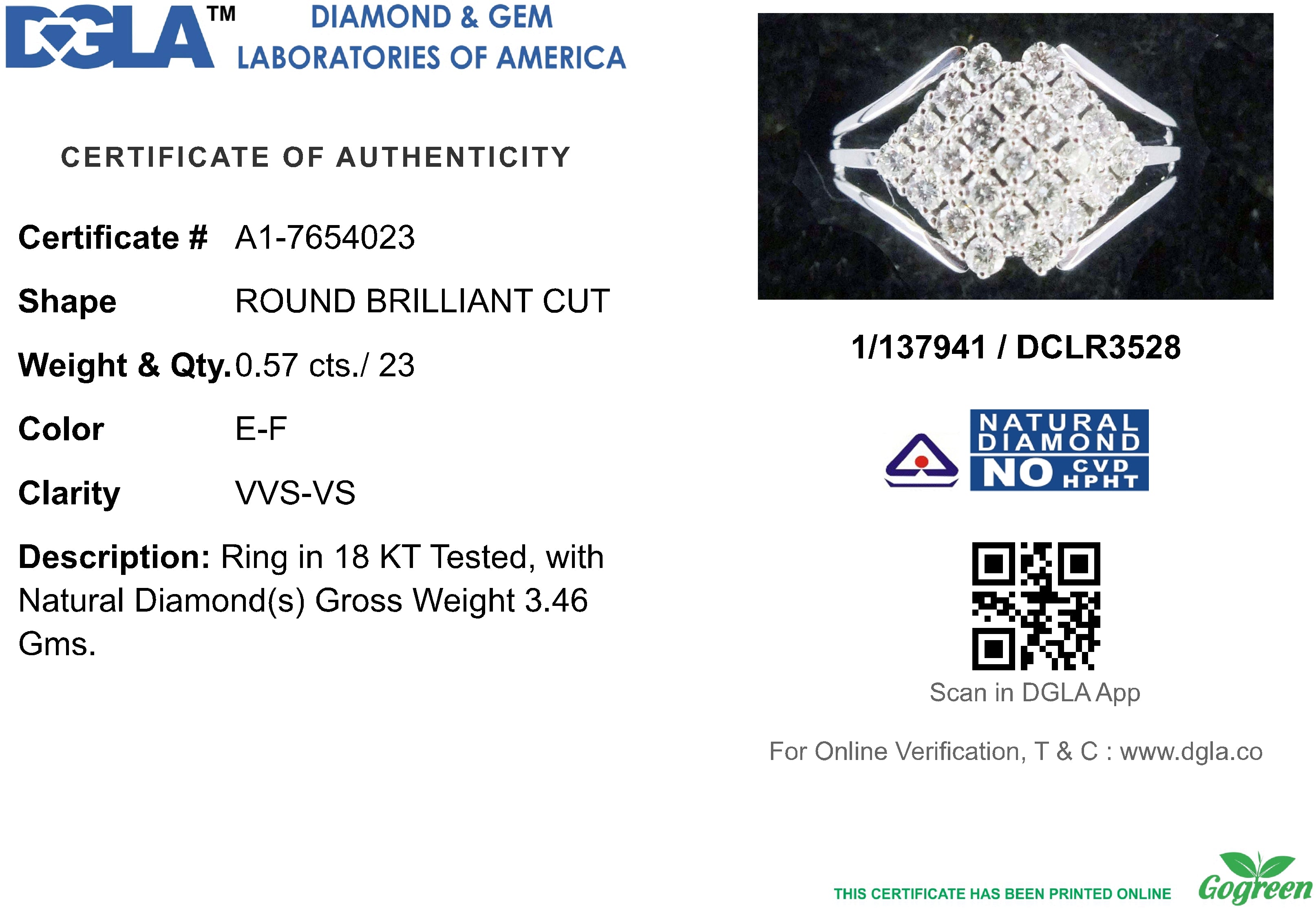 18k White Gold and Diamond Fancy Ring in size 5.5 and total gold weight of 3.46g
