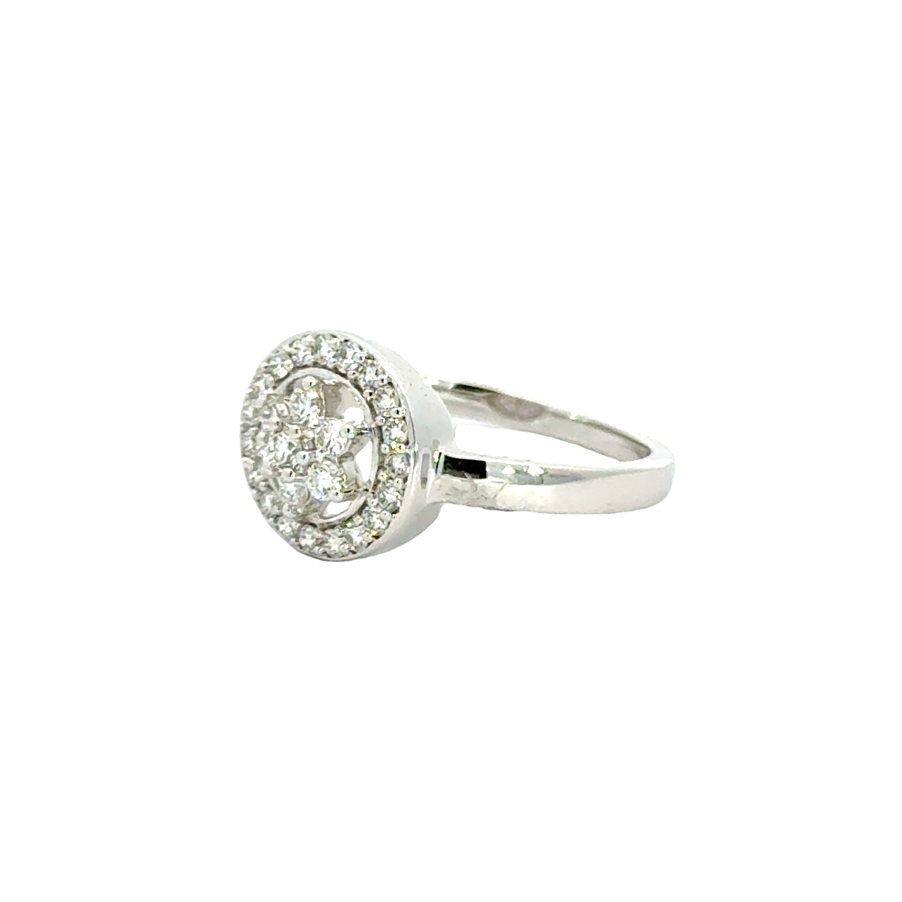 18k White Gold and Diamond Star Fancy Ring in size 5.5 and total gold weight of 3.25g