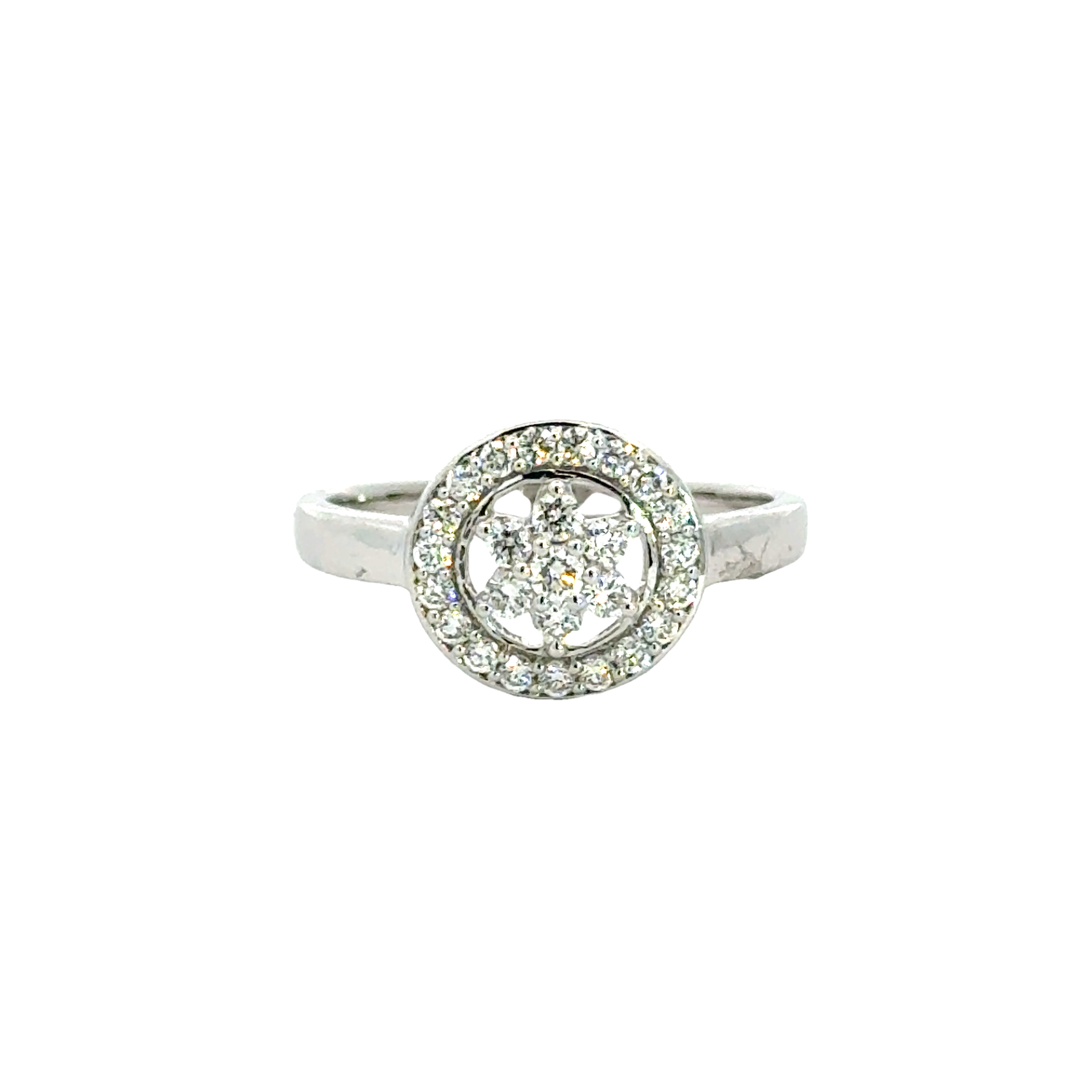 18k White Gold and Diamond Star Fancy Ring in size 5.5 and total gold weight of 3.25g