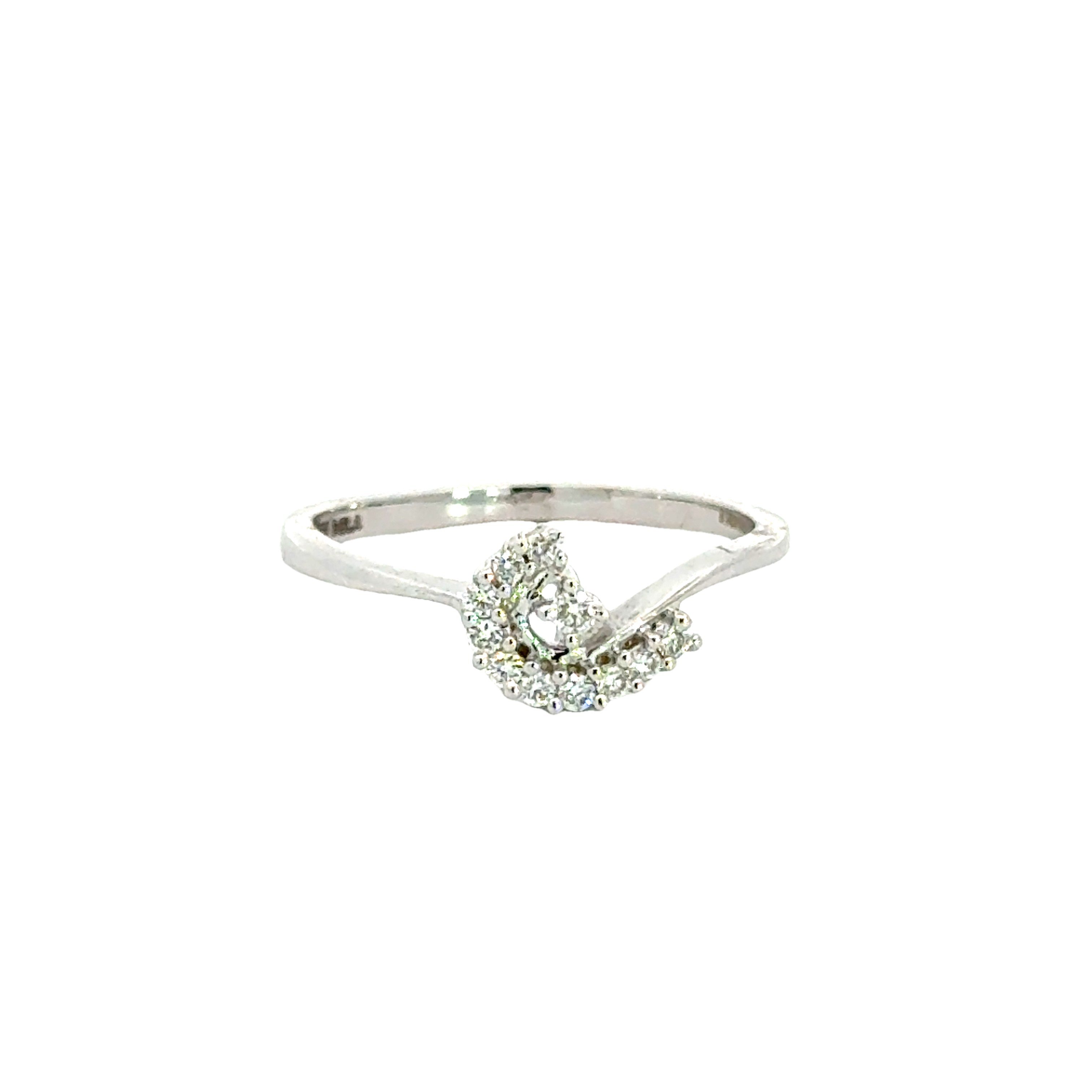 18k White Gold and Diamond Fancy Ring in size 5 and total gold weight of 1.6g