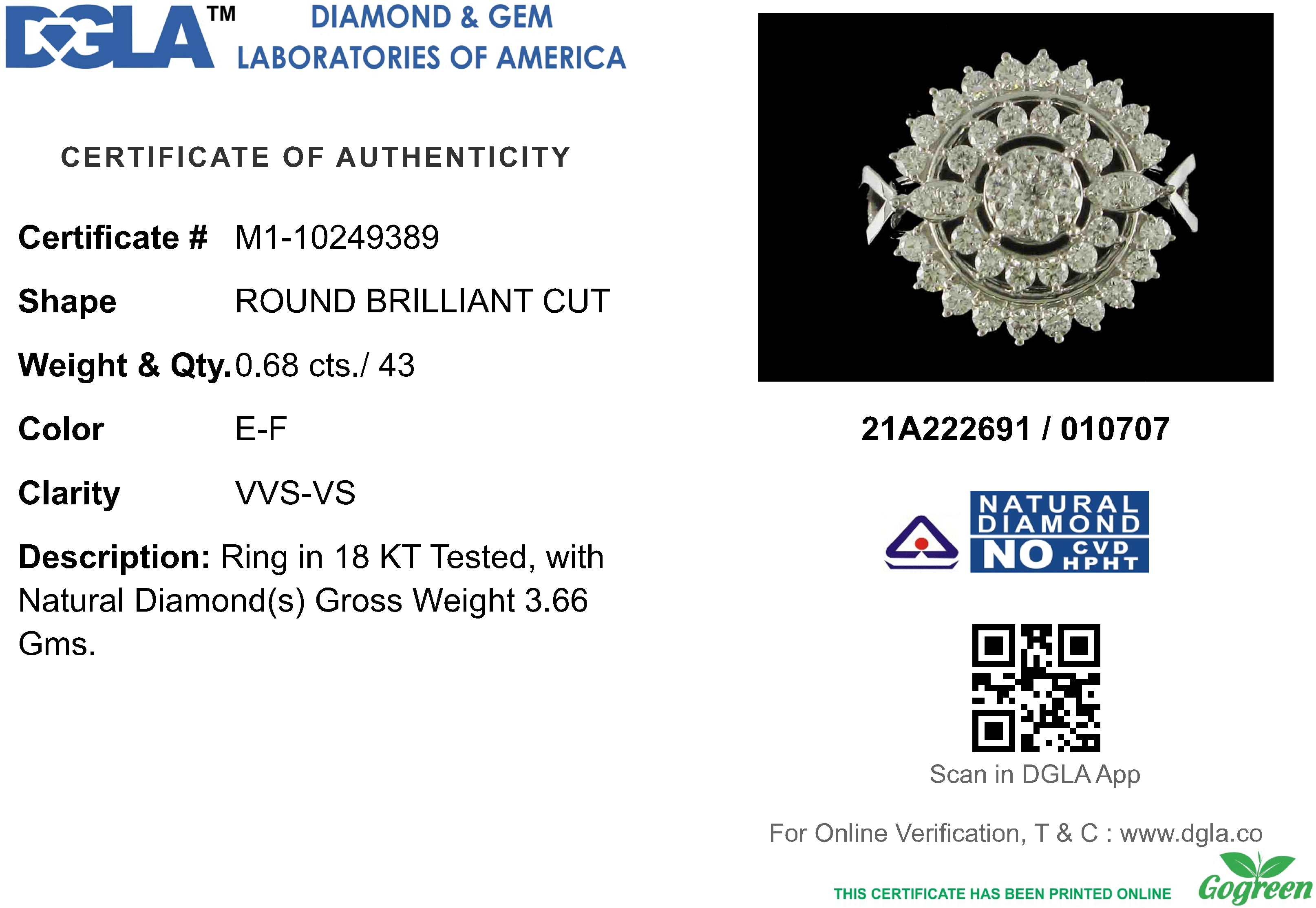 18k White Gold and Diamond Fancy Ring in size 5 and total gold weight of 3.66g