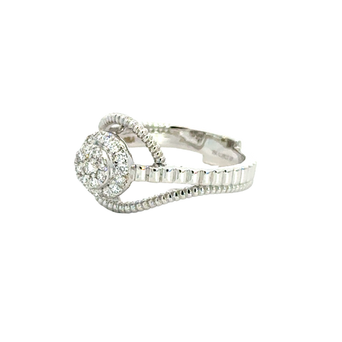 18k White Gold and Diamond Fancy Ring in size 5.5 and total gold weight of 4.42g