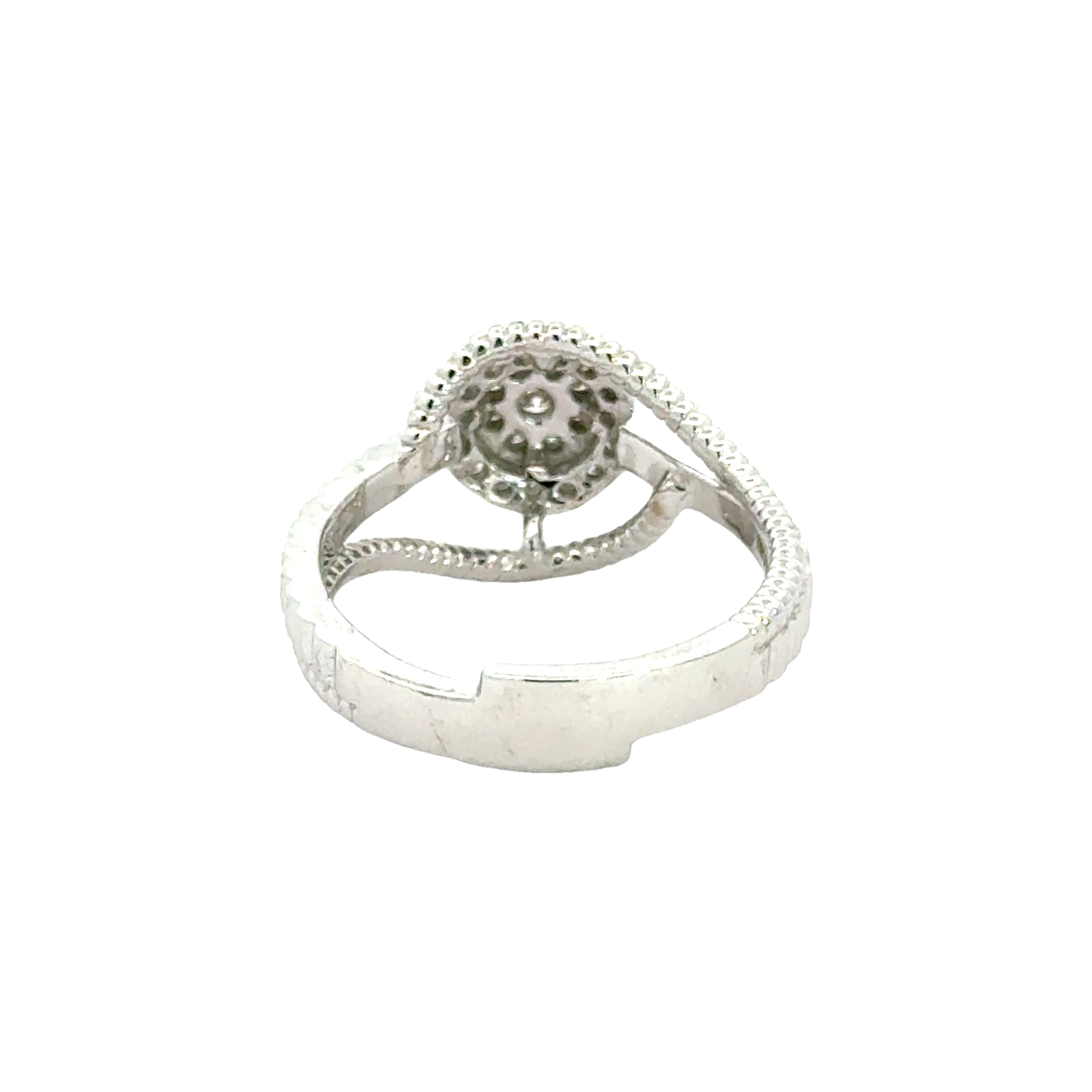18k White Gold and Diamond Fancy Ring in size 5.5 and total gold weight of 4.42g