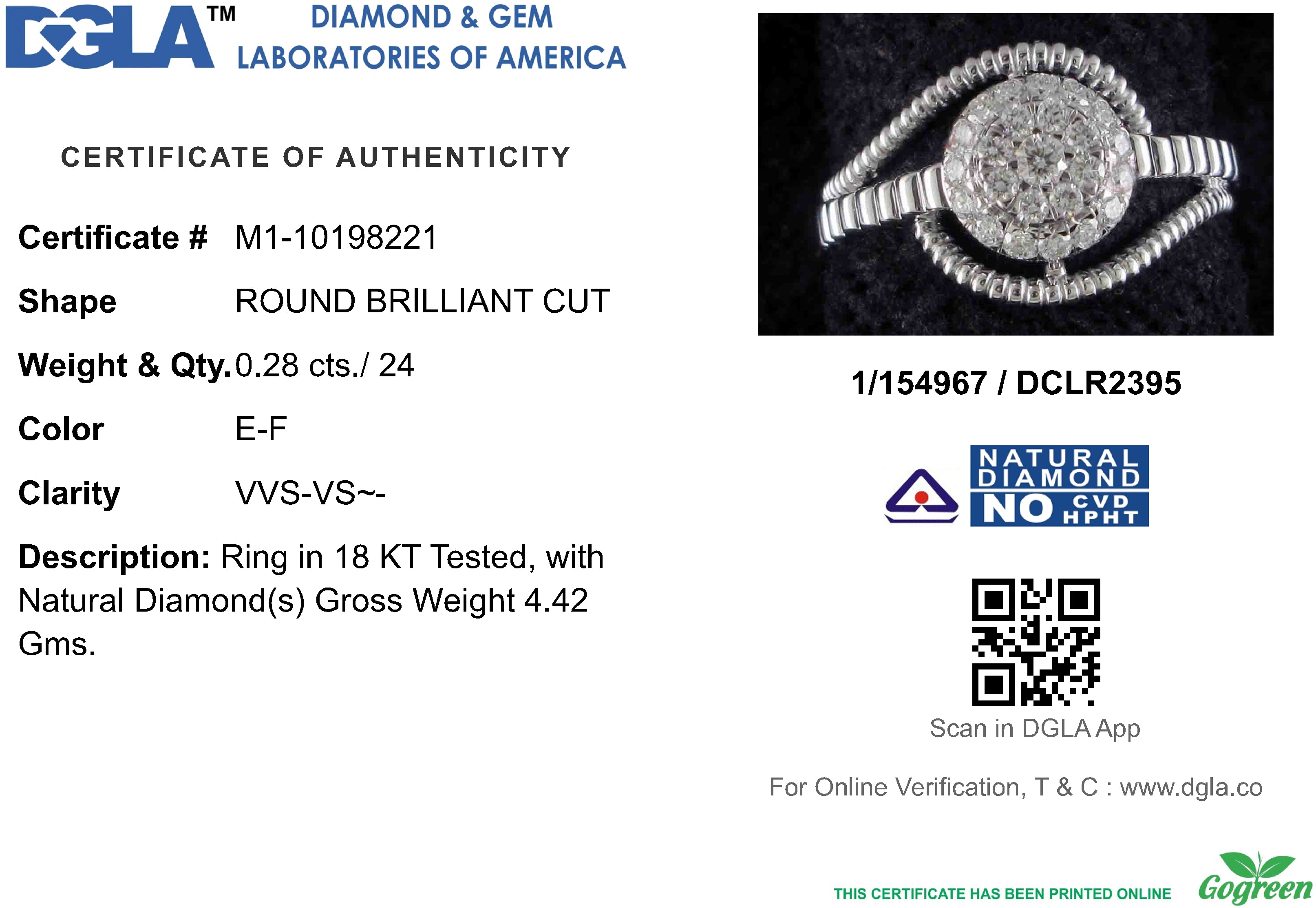 18k White Gold and Diamond Fancy Ring in size 5.5 and total gold weight of 4.42g