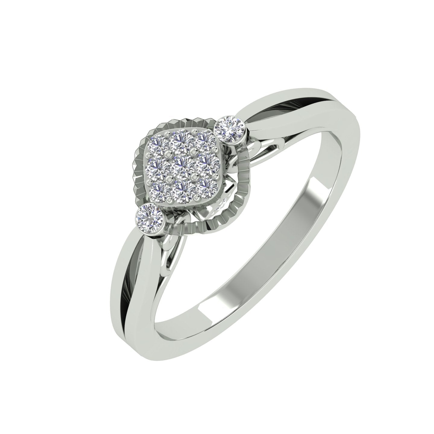 18k White Gold and Diamond Fancy Ring in size 5.5 and total gold weight of 3.54g