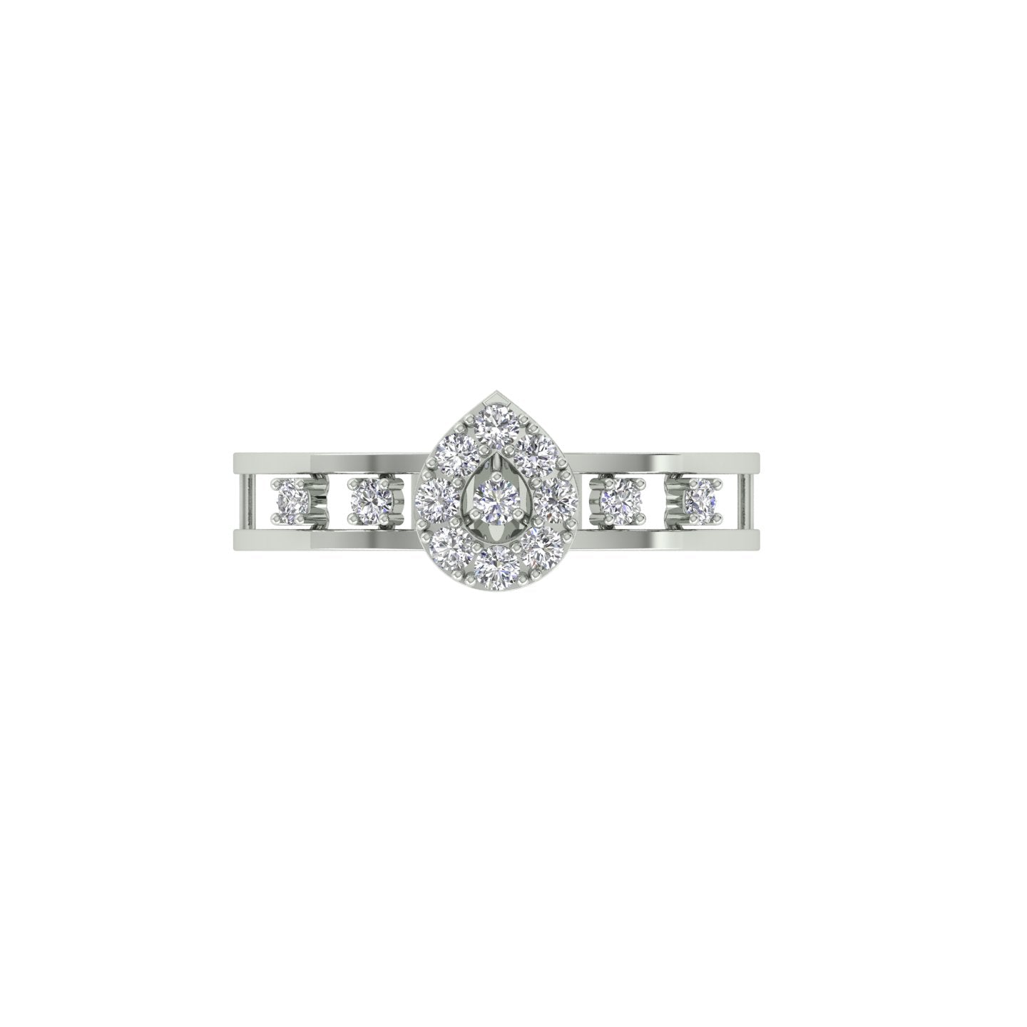 18k White Gold and Diamond Fancy Ring in size 5.5 and total gold weight of 1.24g