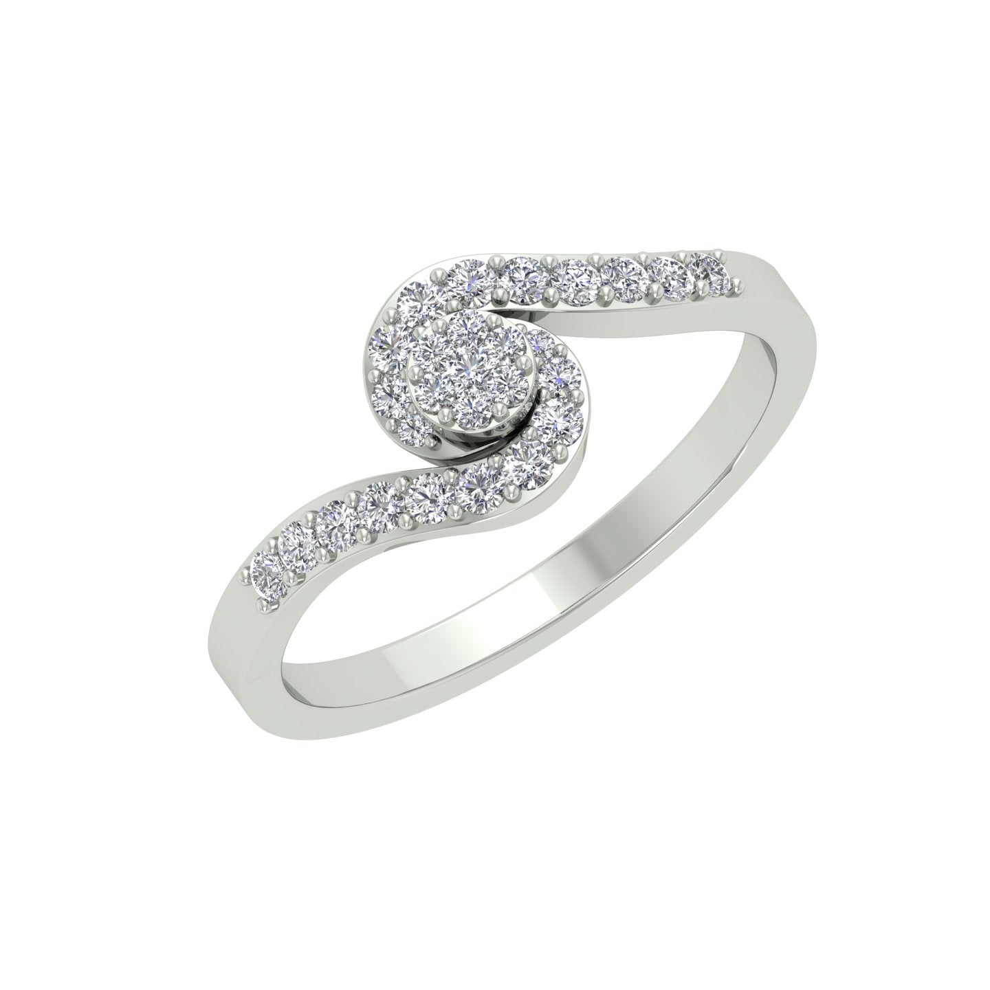 18k White Gold and Diamond Fancy Ring in size 5.5 and total gold weight of 1.95g