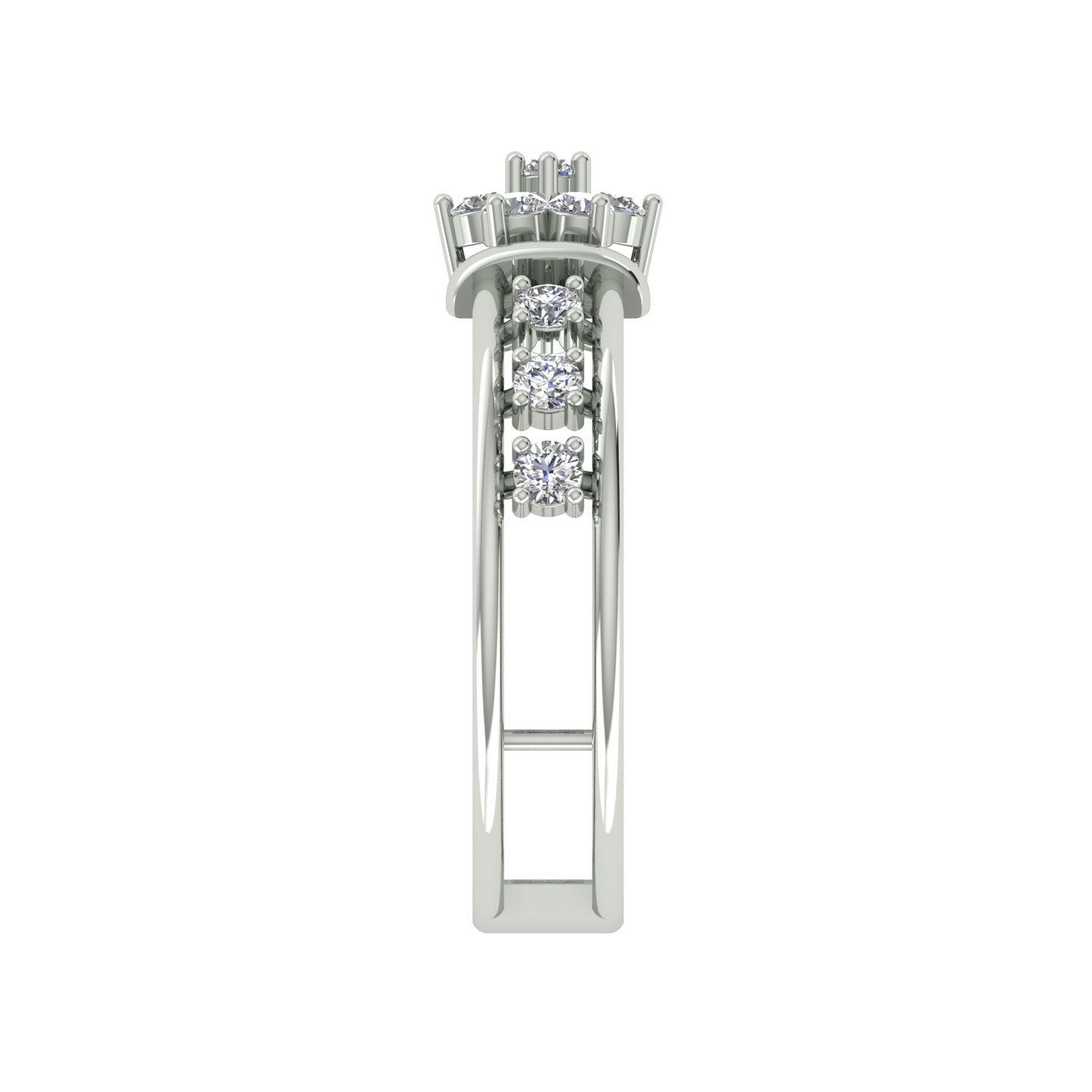 18k White Gold and Diamond Fancy Ring in size 5.5 and total gold weight of 1.56g