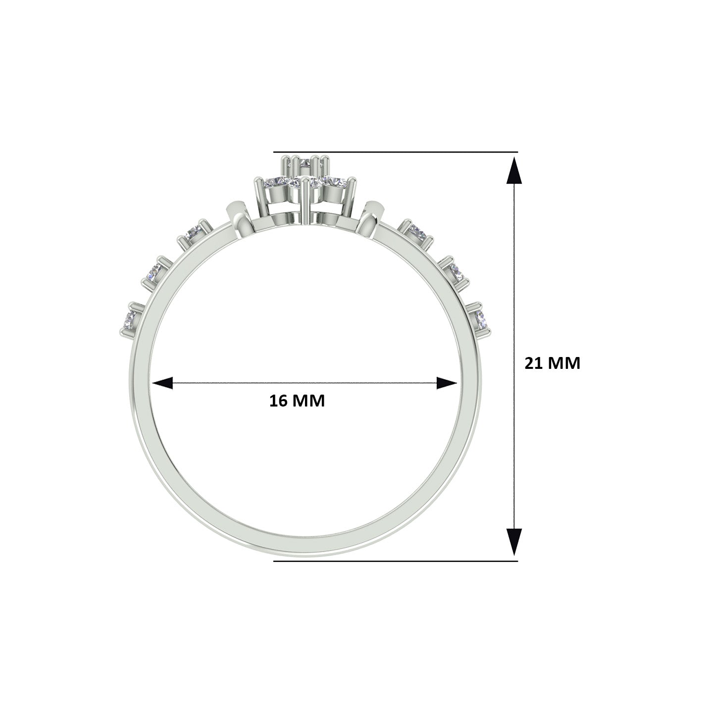 18k White Gold and Diamond Fancy Ring in size 5.5 and total gold weight of 1.56g