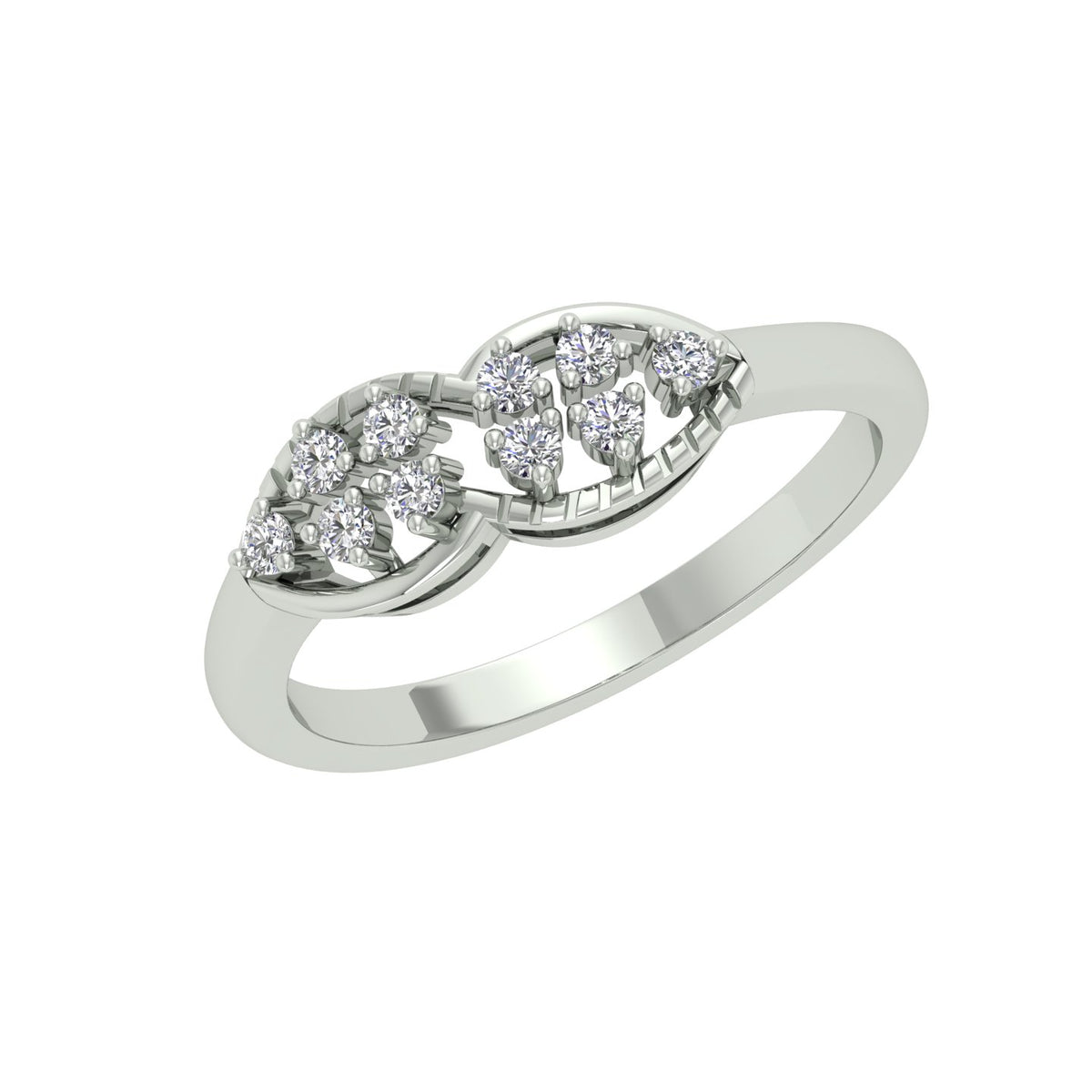 18k White Gold and Diamond Fancy Ring in size 5.5 and total gold weight of 2.2g