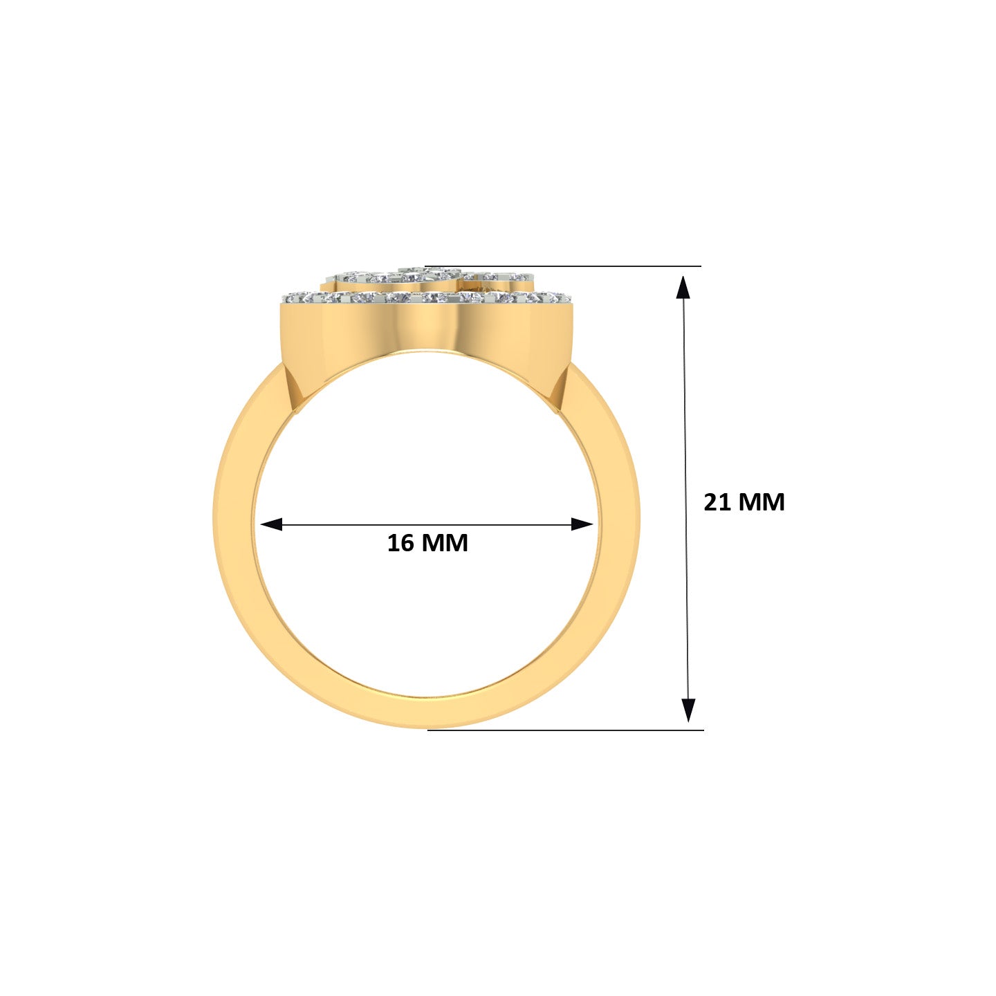 18k Yellow Gold and Round Brilliant Cut Diamond Om Ring in size 5.5 and total gold weight of 3.66g