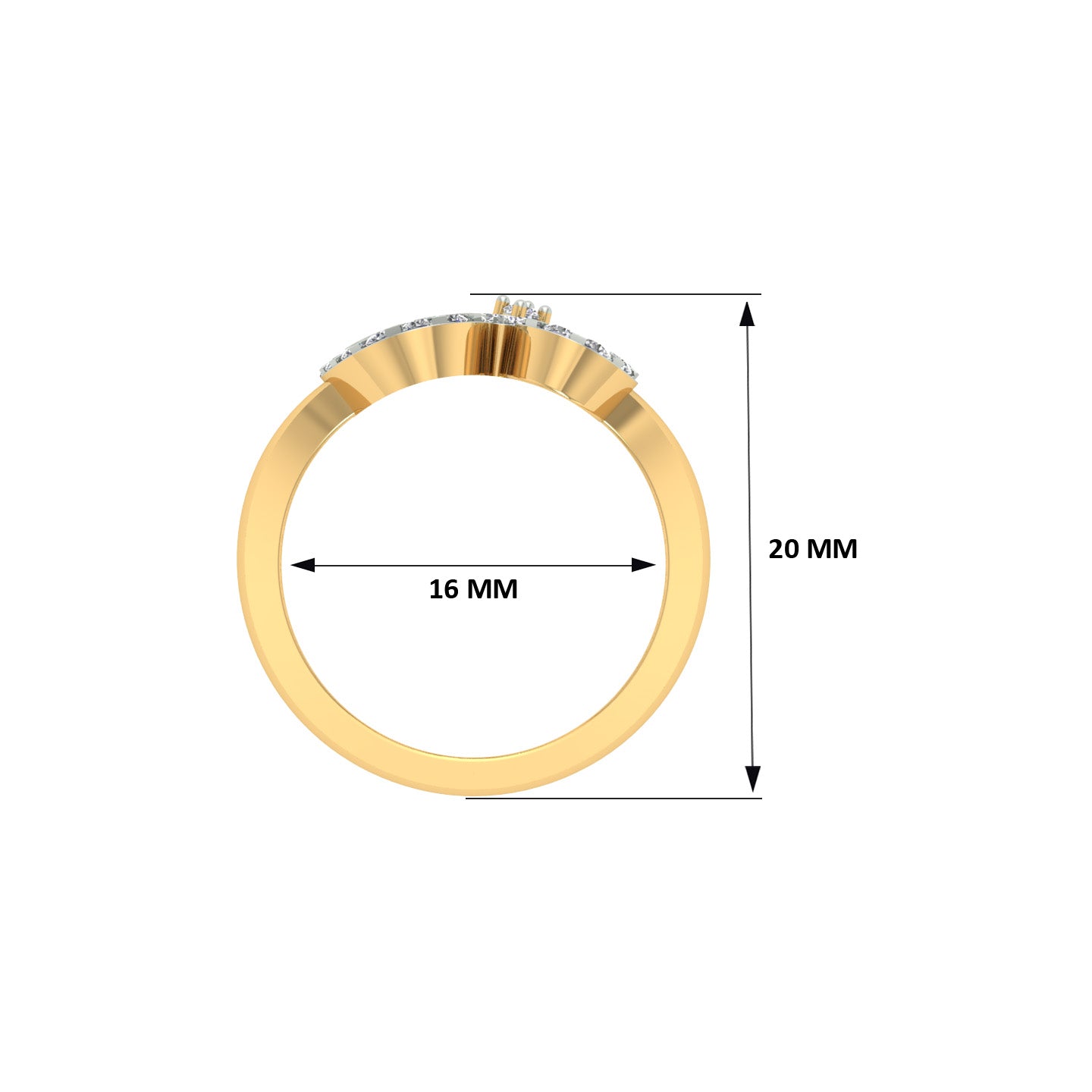 18k Yellow Gold and Round Brilliant Cut Diamond Om Ring in size 5.25 and total gold weight of 3.29g