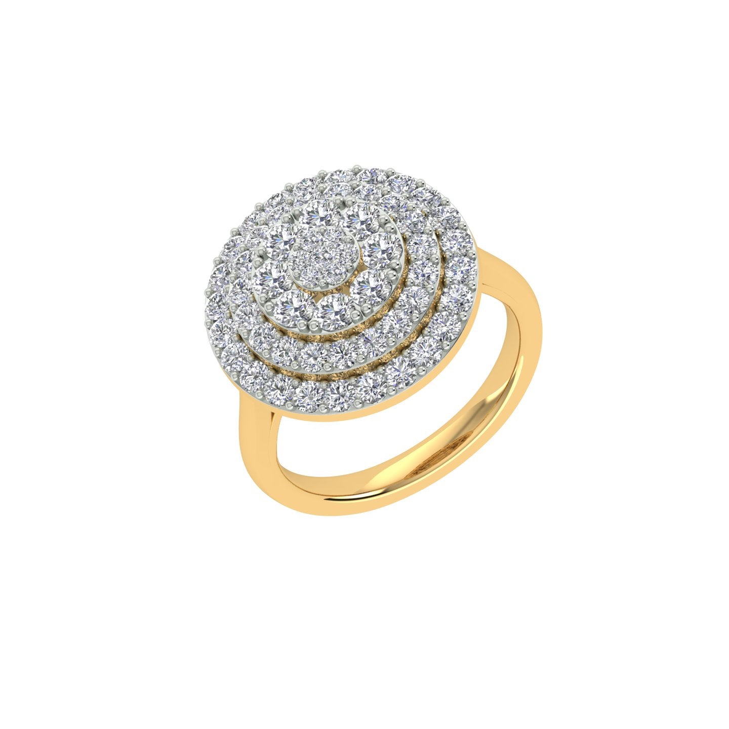 18k Yellow Gold and Round Brilliant Cut Diamond Fancy Ring in size 5.5 and total gold weight of 3.78g