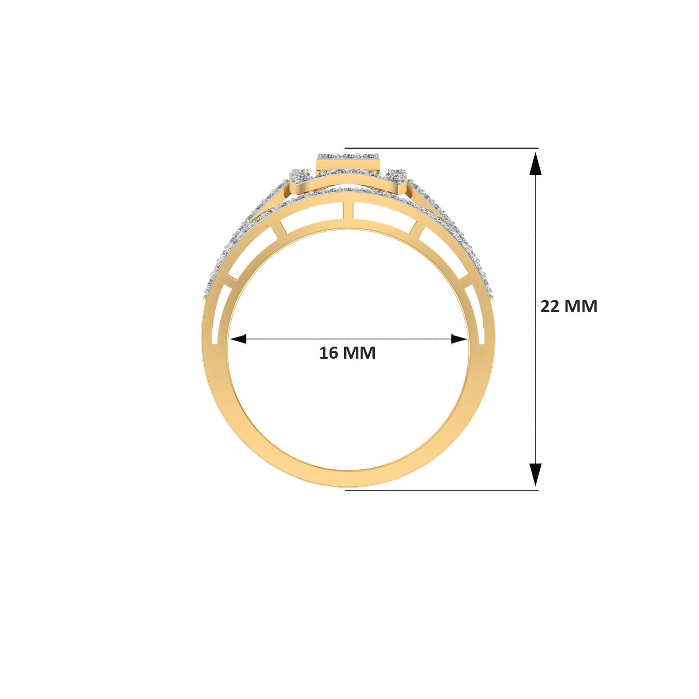 18k Yellow Gold and Round Brilliant Cut Diamond Fancy Ring in size 5.5 and total gold weight of 2.69g