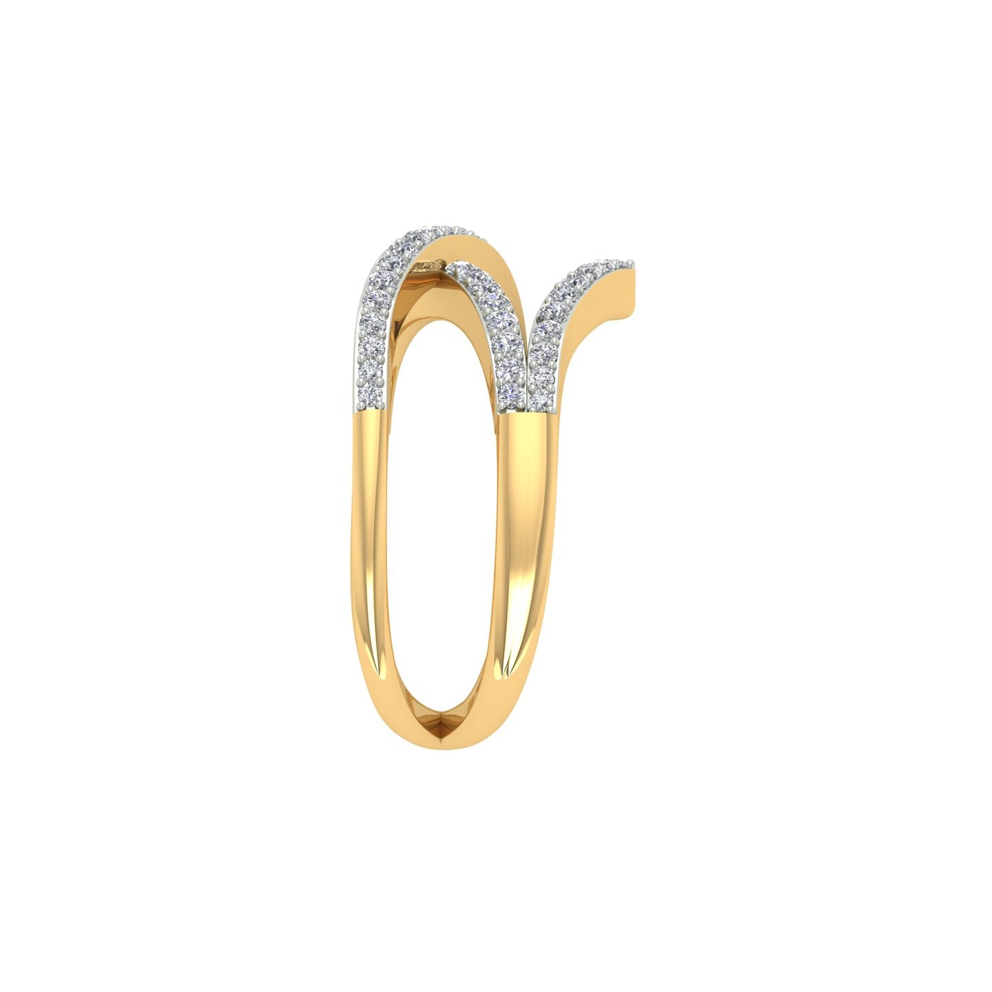 18k Yellow Gold and Round Brilliant Cut Diamond Fancy Ring in size 5.5 and total gold weight of 4.6g