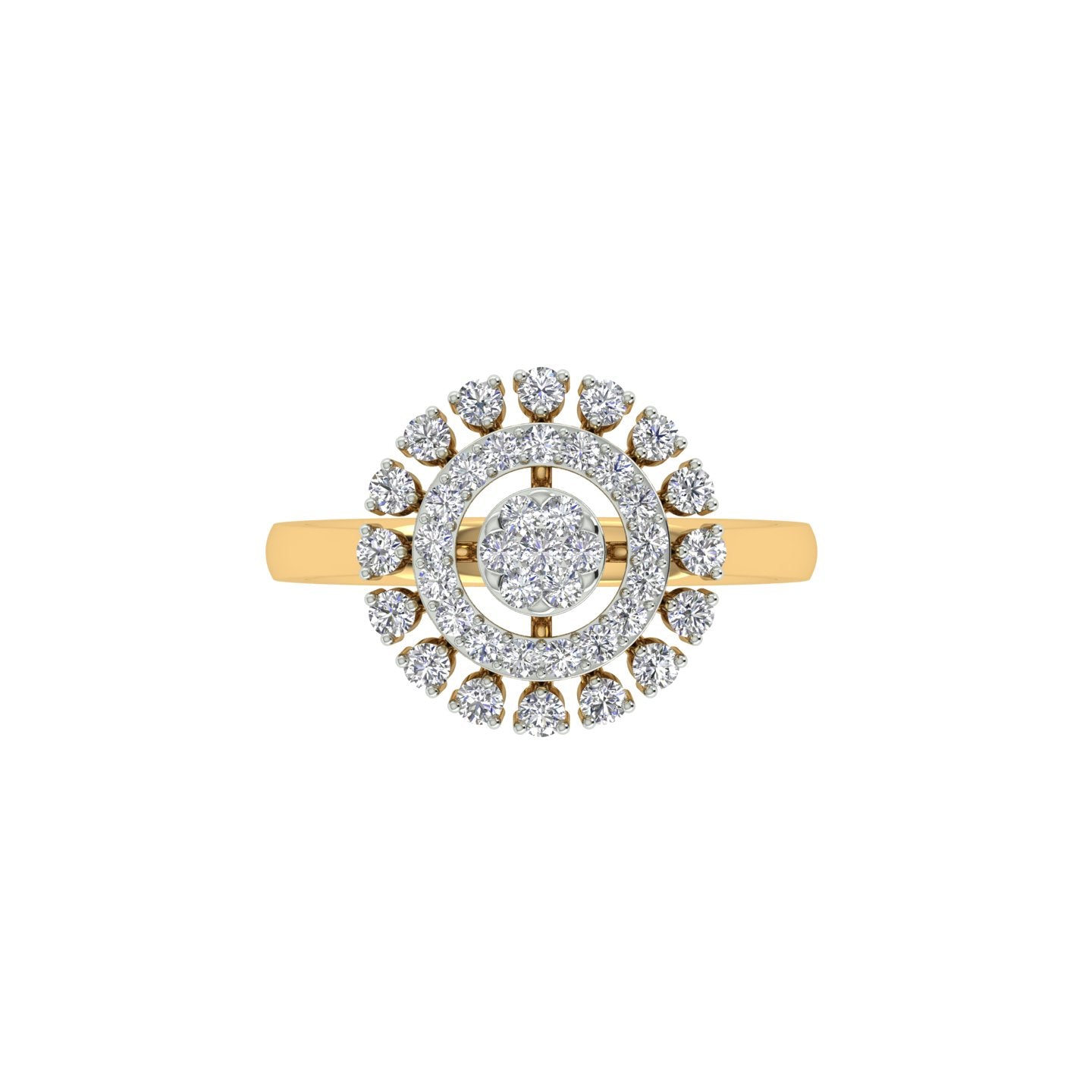 18k Yellow Gold and Round Brilliant Cut Diamond Fancy Ring in size 5.5 and total gold weight of 3.92g